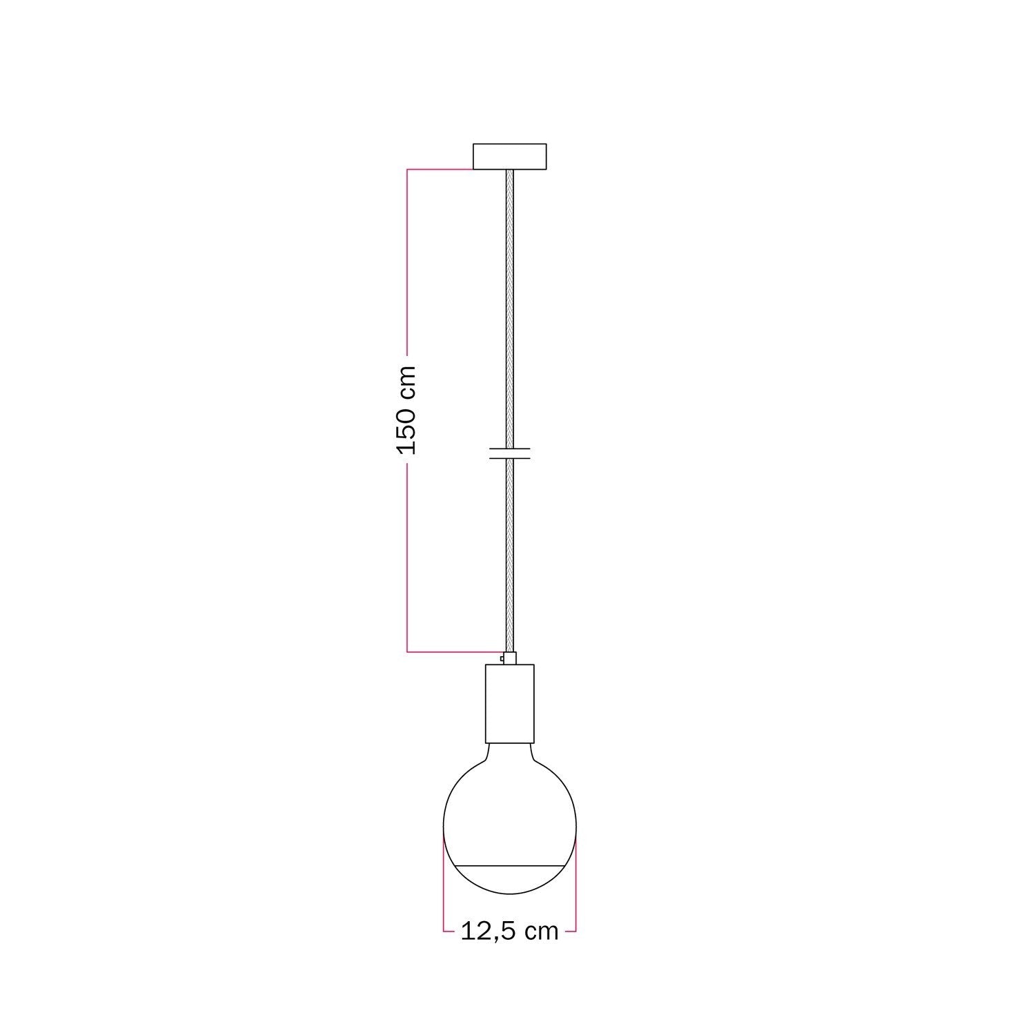 Lampada a sospensione Filotto Metallico con lampadina Lucia - Blu