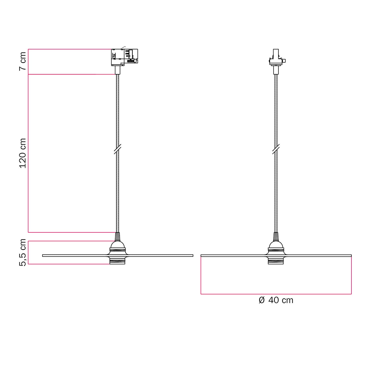 Lampada a sospensione per binari con paralume XL Ellepi - Effetto corten