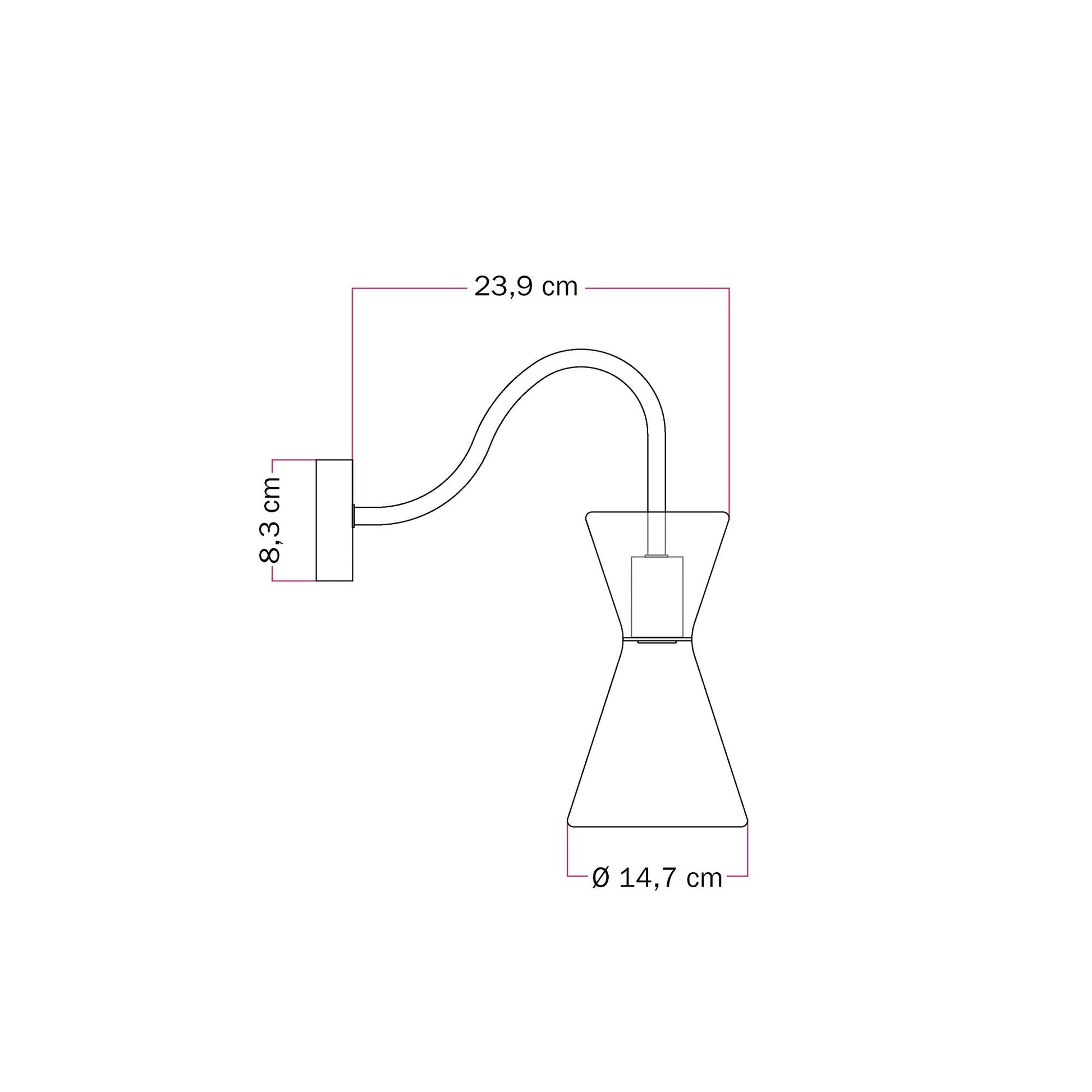 Lampada da parete Ghost Doppio cono con estensione a S - Nero