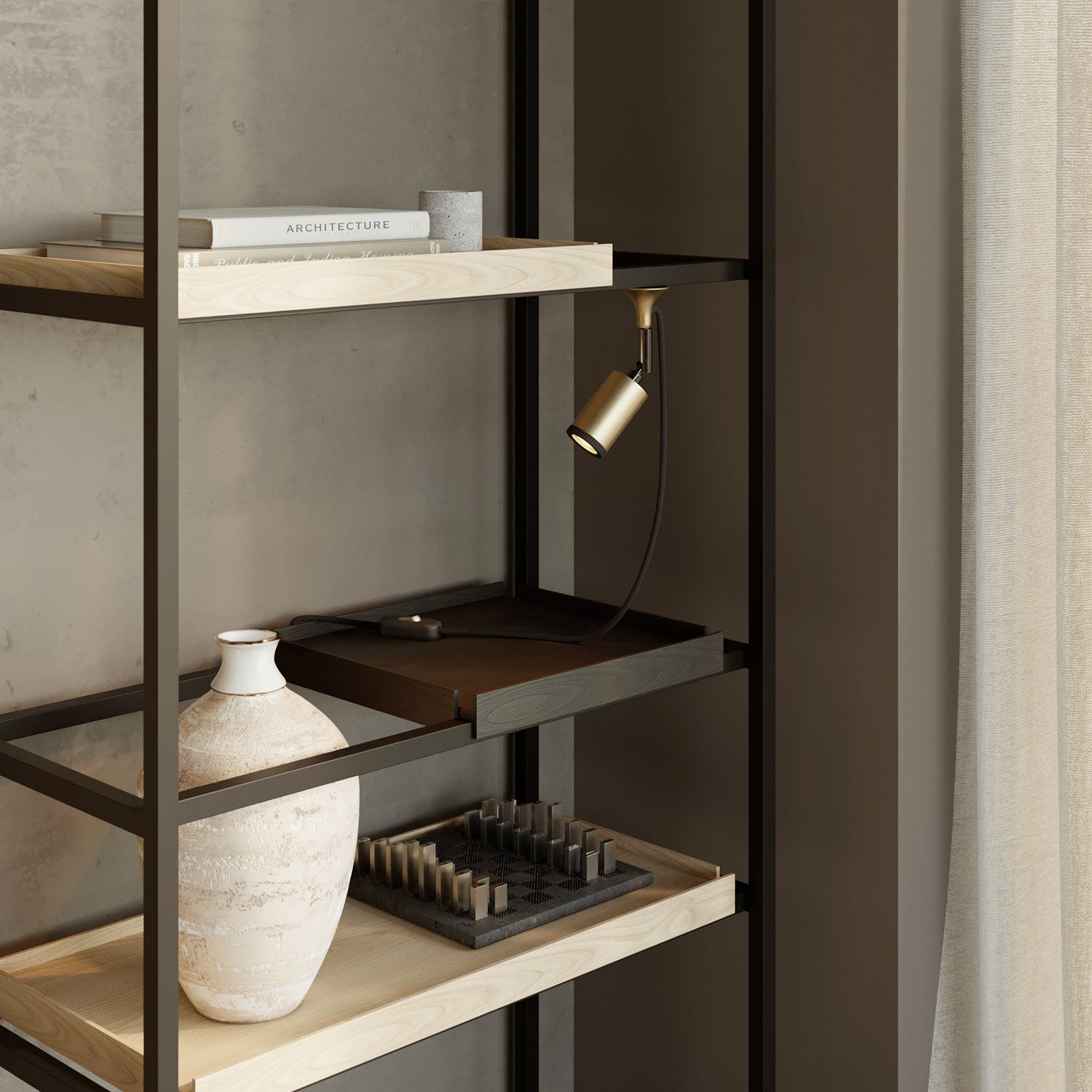 Lampada da parete MAG-Y con snodo e luce spot - Bronzo satinato