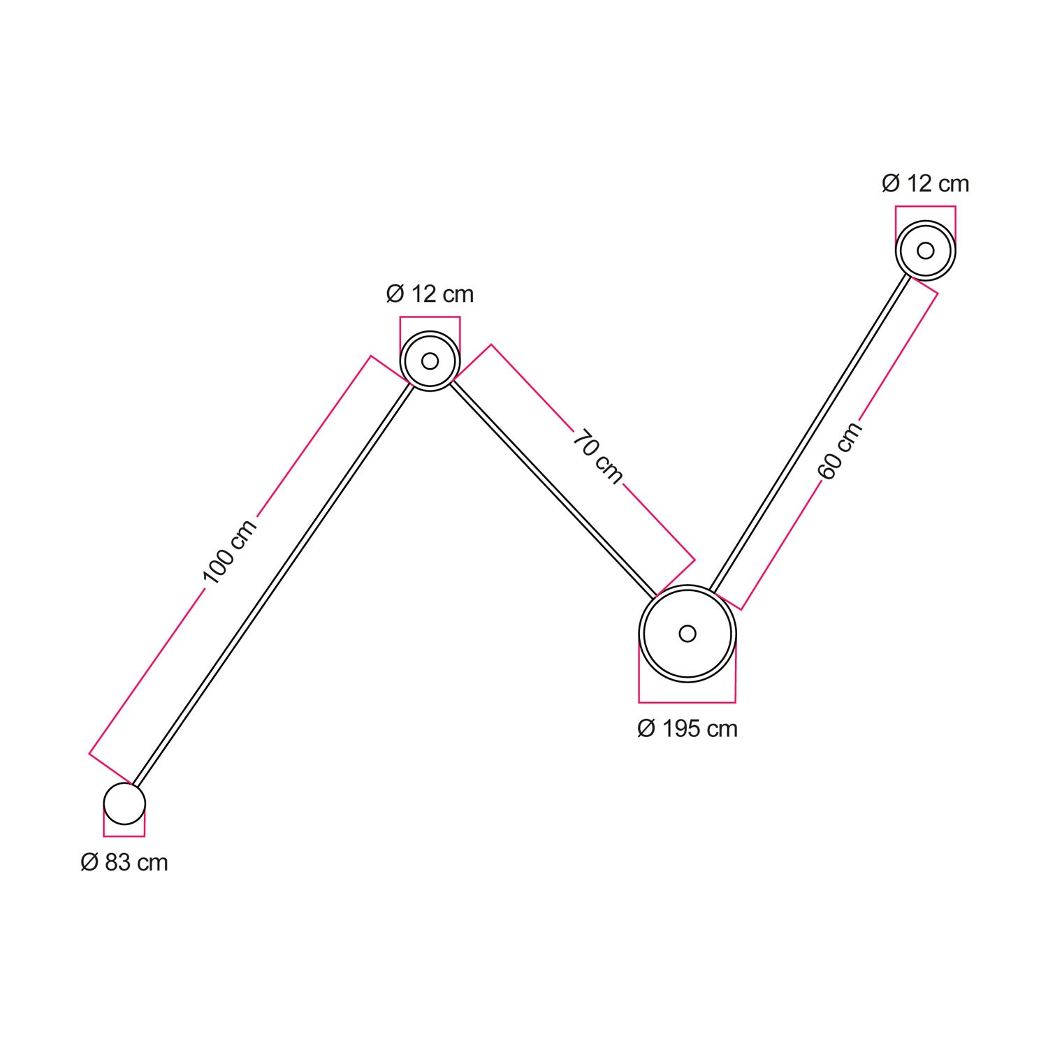Lampada da parete Spostaluce con 3 lampadine Ghost e cavo bianco e oro
