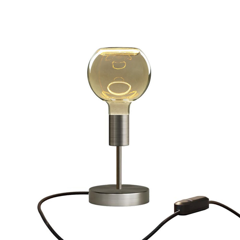 Lampada da tavolo Alzaluce Globo Ghost in metallo - Titanio satinato Dimmer