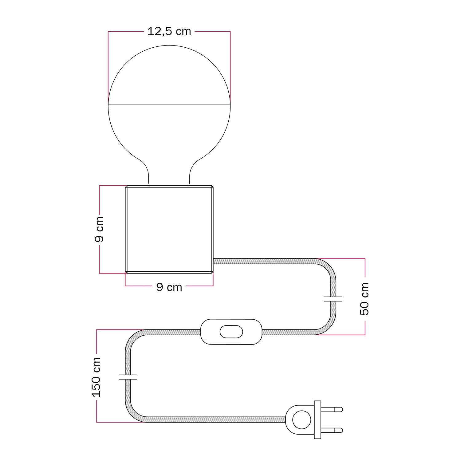 Lampada da tavolo Cubetto "Futur" con lampadina globo mezza sfera argento - Futur Festival