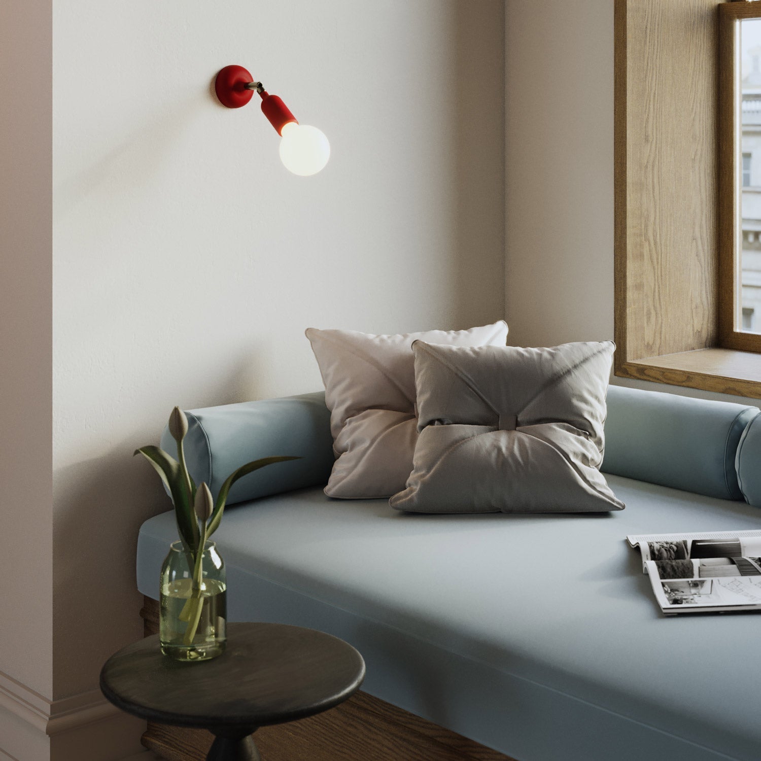 Lampada Fermaluce in silicone con snodo e con interruttore incorporato - Rosso