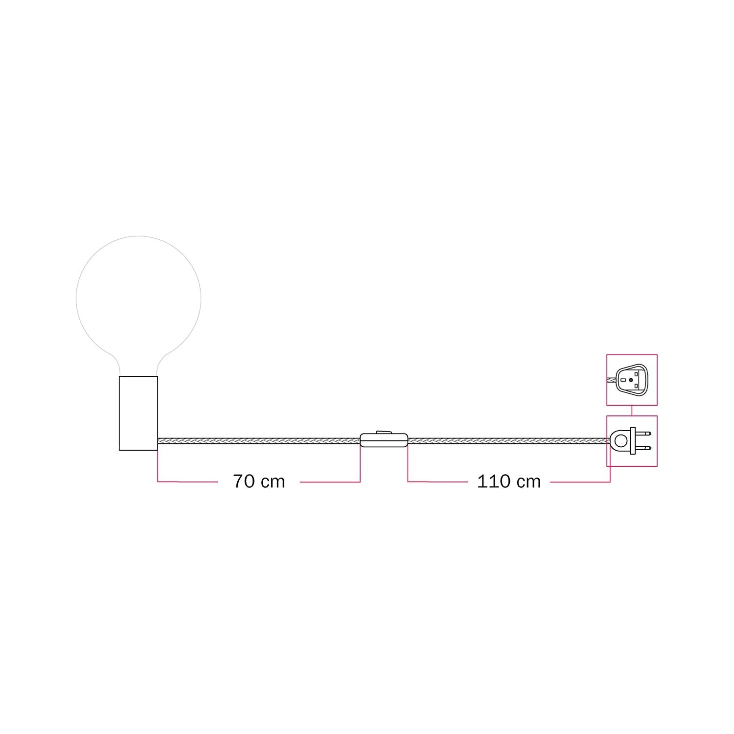 Lampada magnetica plug-in con attacco E27 - Nero