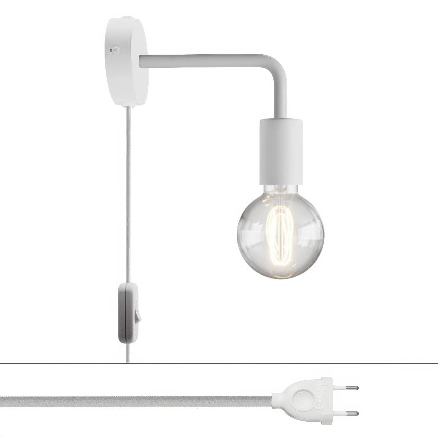 Lampada Spostaluce in metallo con estensione curva - Bianco