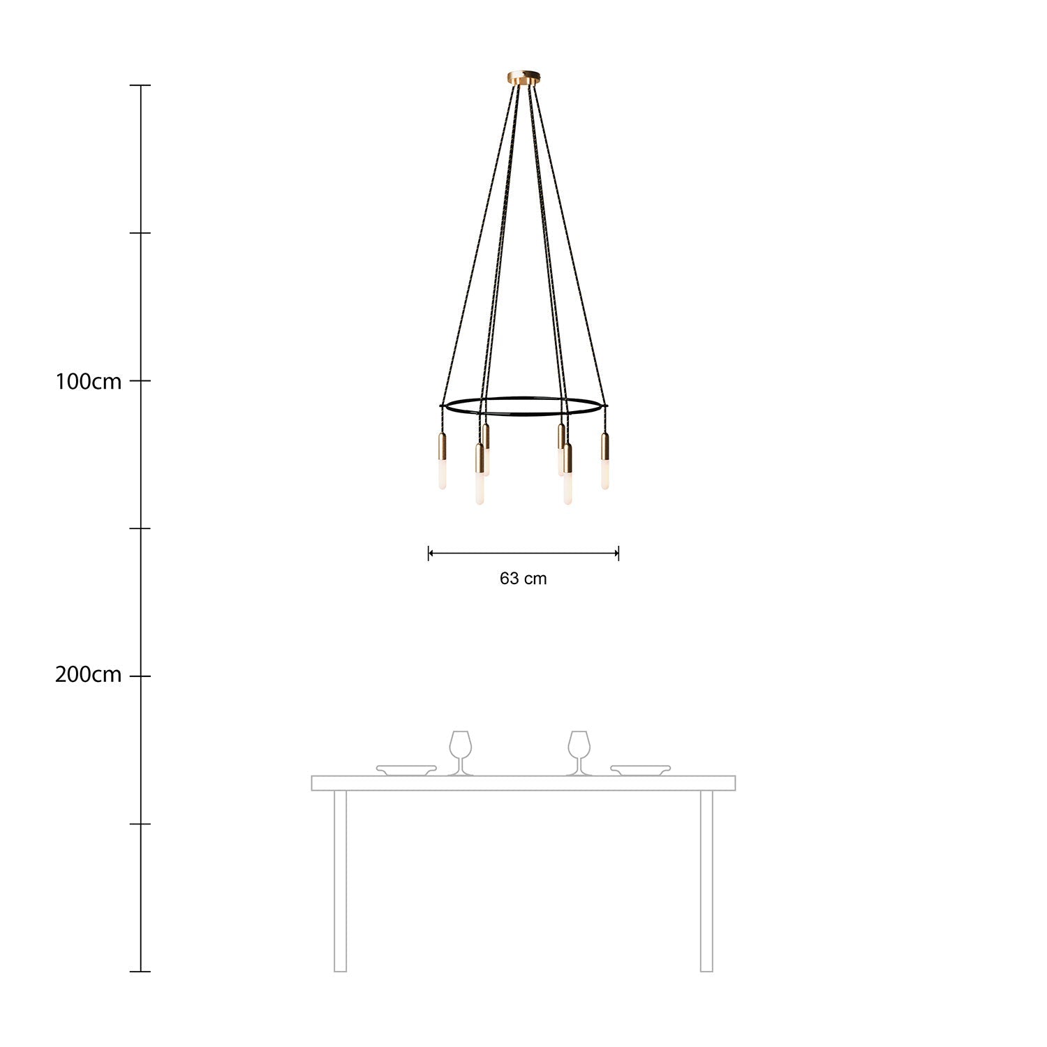 Lampadario Cage a 6 cadute P-Light - Bronzo satinato