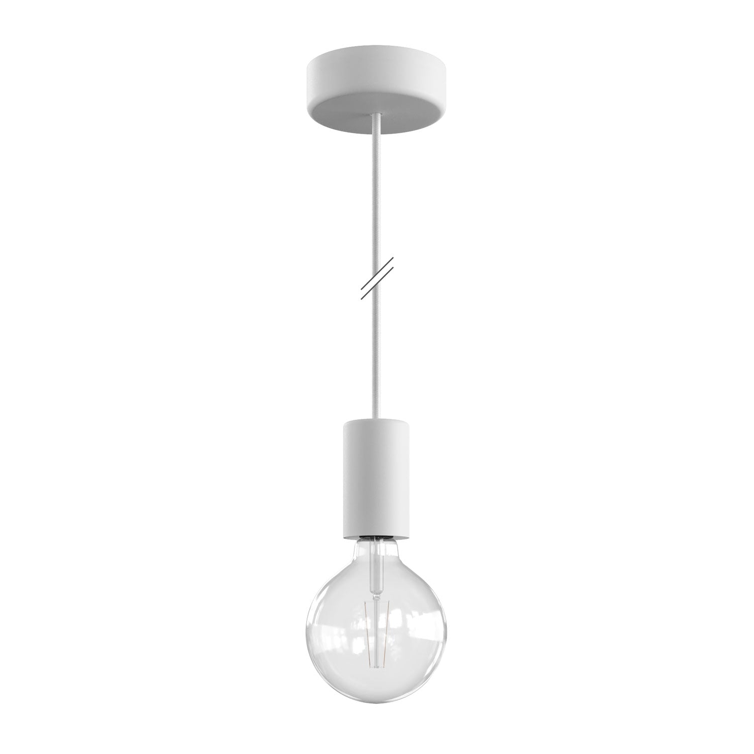 Modulair ELEGANT Lampada da esterno con 1,5 m cavo tessile, rosone e portalampada in silicone IP65 waterproof - Bianco