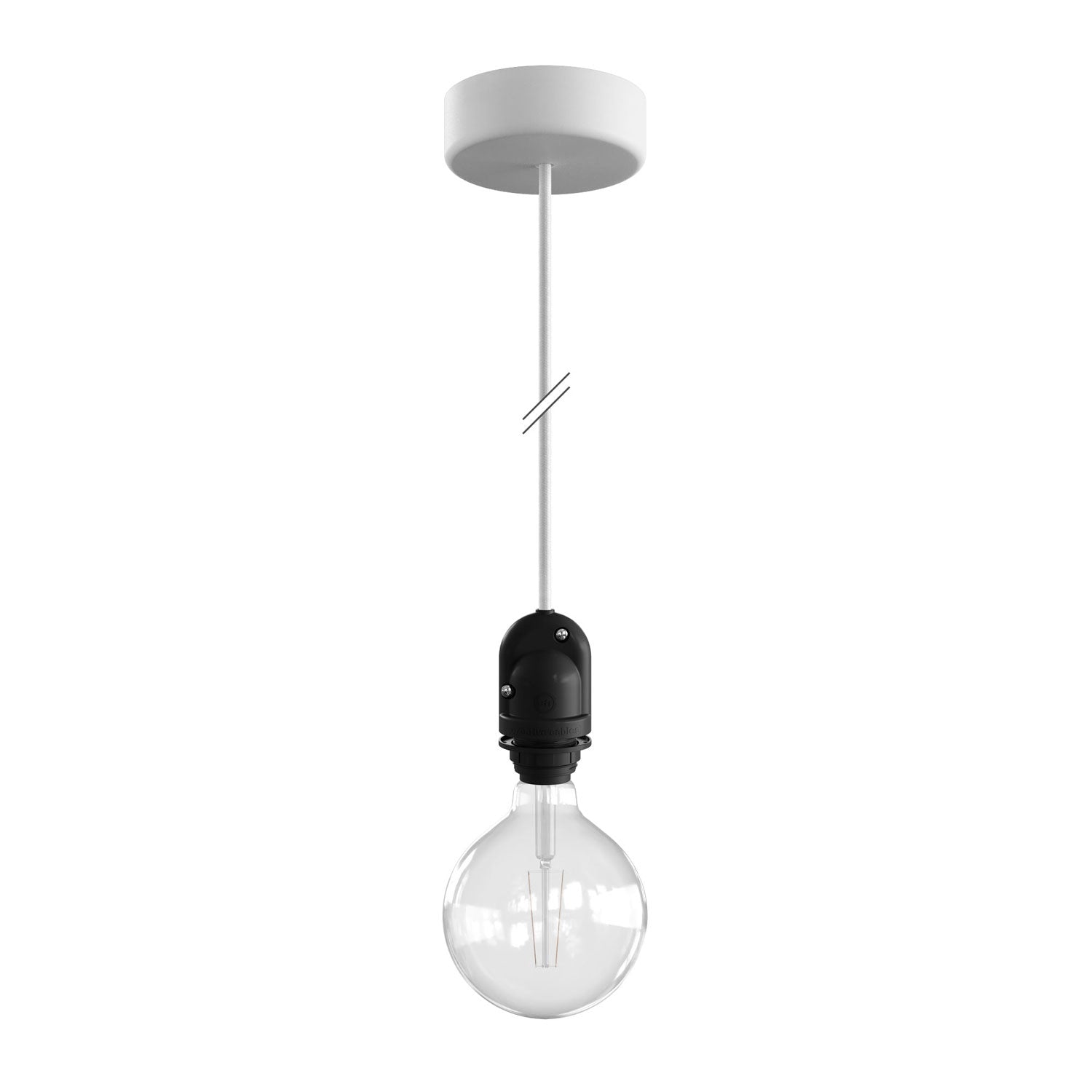 Modulair Lampada per paralume da esterni con 1,5 m cavo tessile, rosone e portalampada IP65 waterproof - Bianco