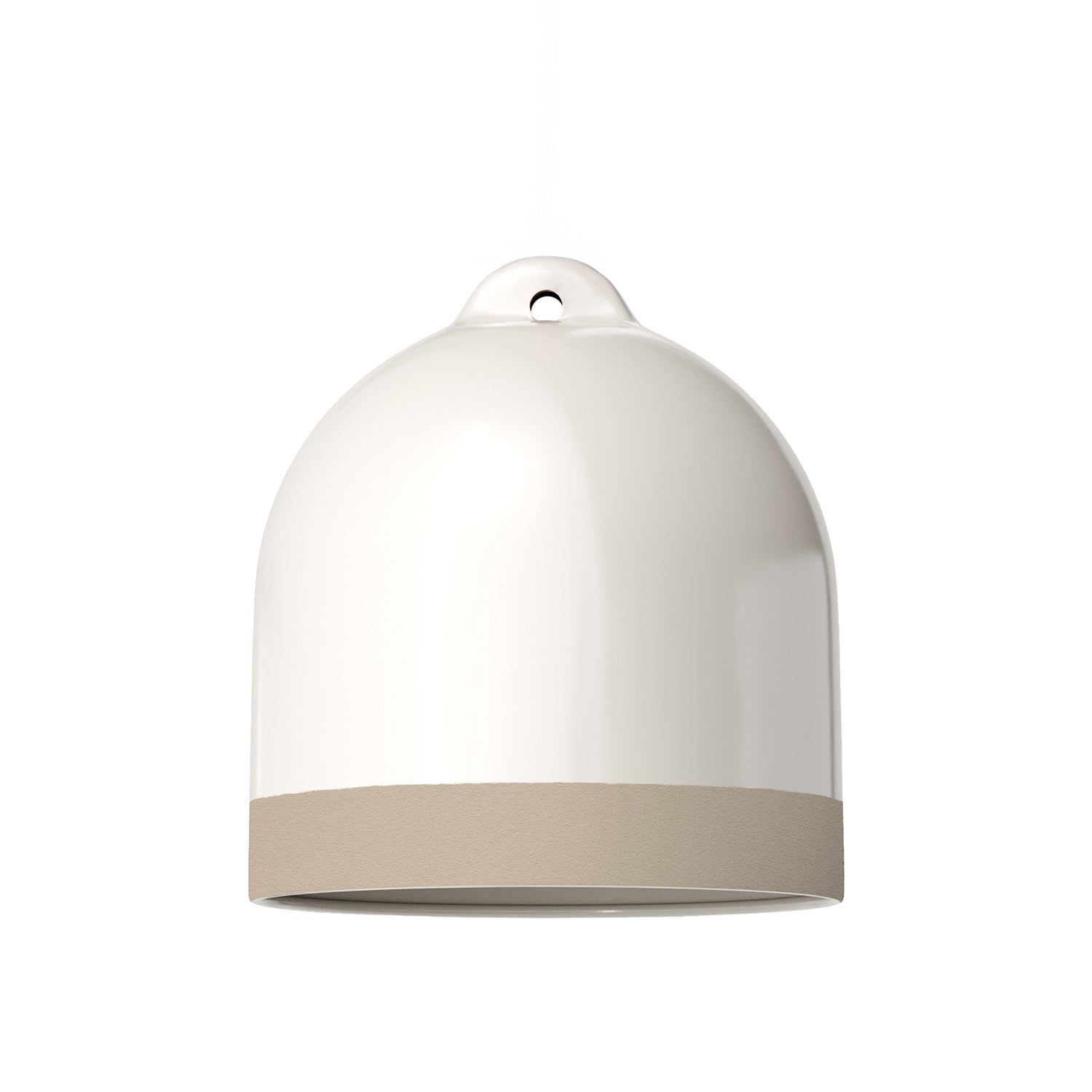 Paralume Campana M bicolore in ceramica Bianco e Tortora, collezione Materia - Made in Italy