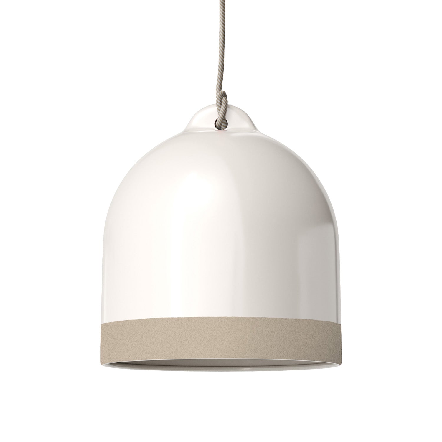 Paralume Campana M bicolore in ceramica Bianco e Tortora, collezione Materia - Made in Italy