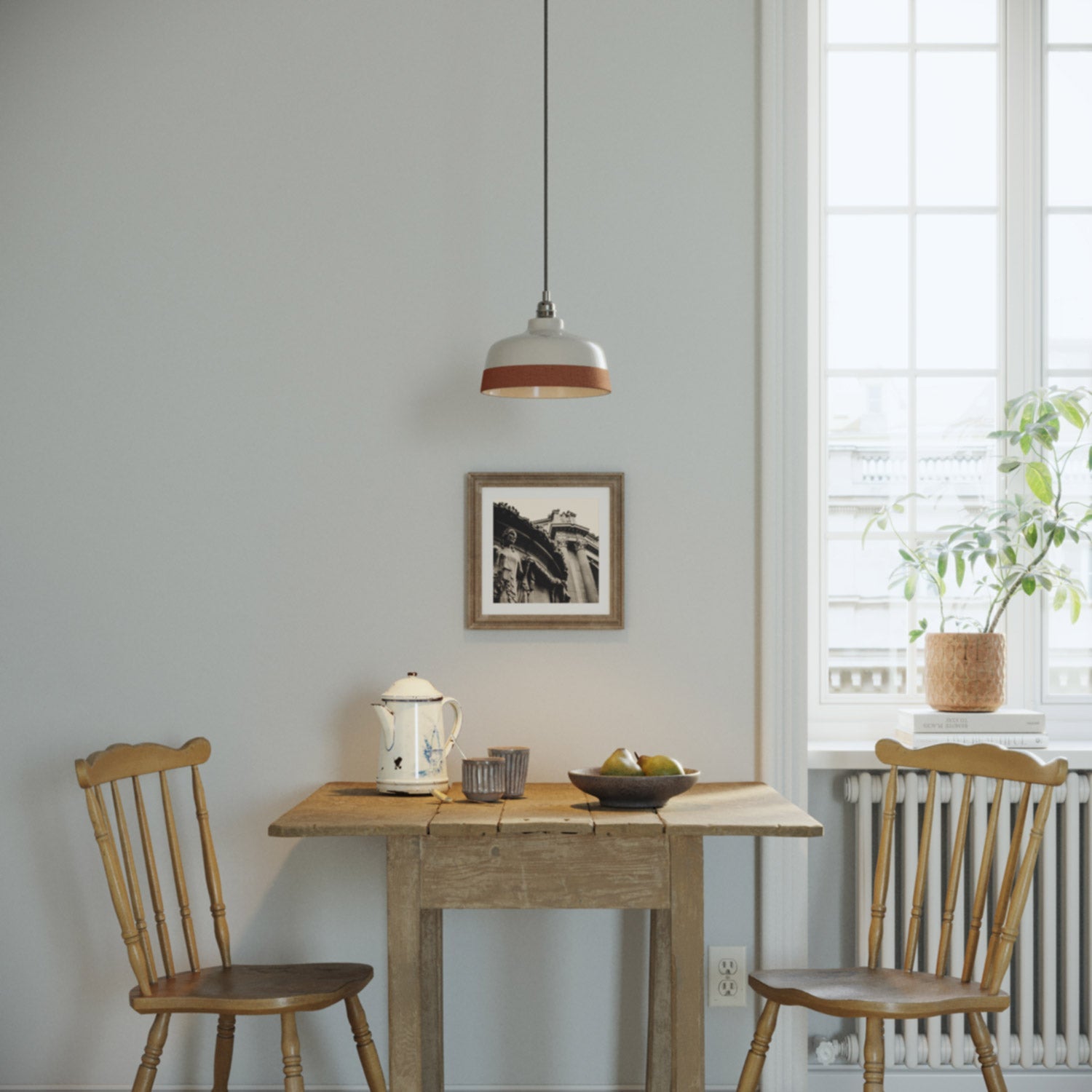 Paralume Coppa bicolore in ceramica Bianco e Terracotta, collezione Materia - Made in Italy