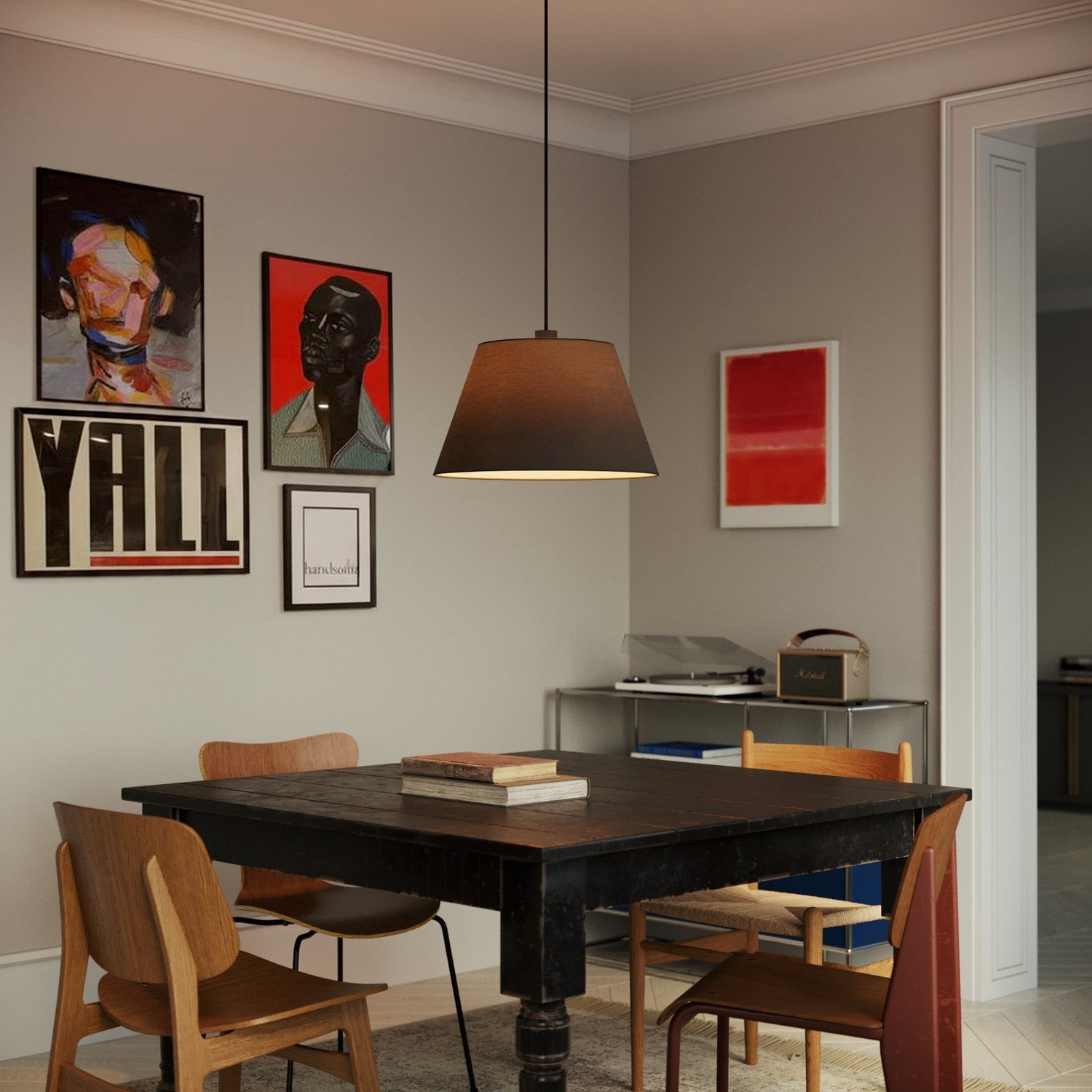 Paralume Impero L per sospensione con attacco E27 - Made in Italy - Teletta Grigio Scuro