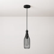 Pendant lamp with textile cable, Magnum bottle lampshade and metal details - Black - Creative Cables
