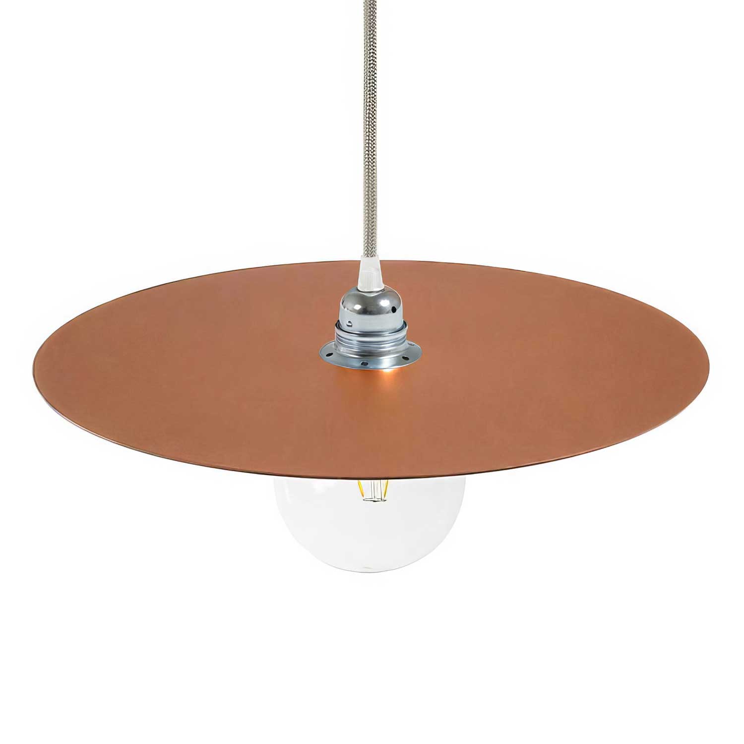 Piatto Ellepì oversize in ferro verniciato per lampade a sospensione, diametro 40 cm - Made in Italy - Rame