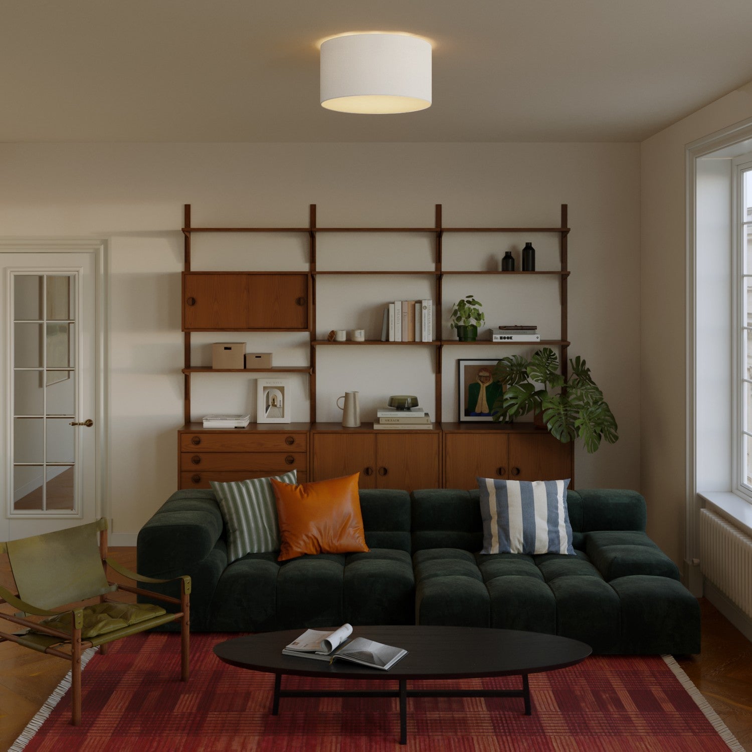 Plafoniera in tessuto Medium Lino crudo - Made in Italy