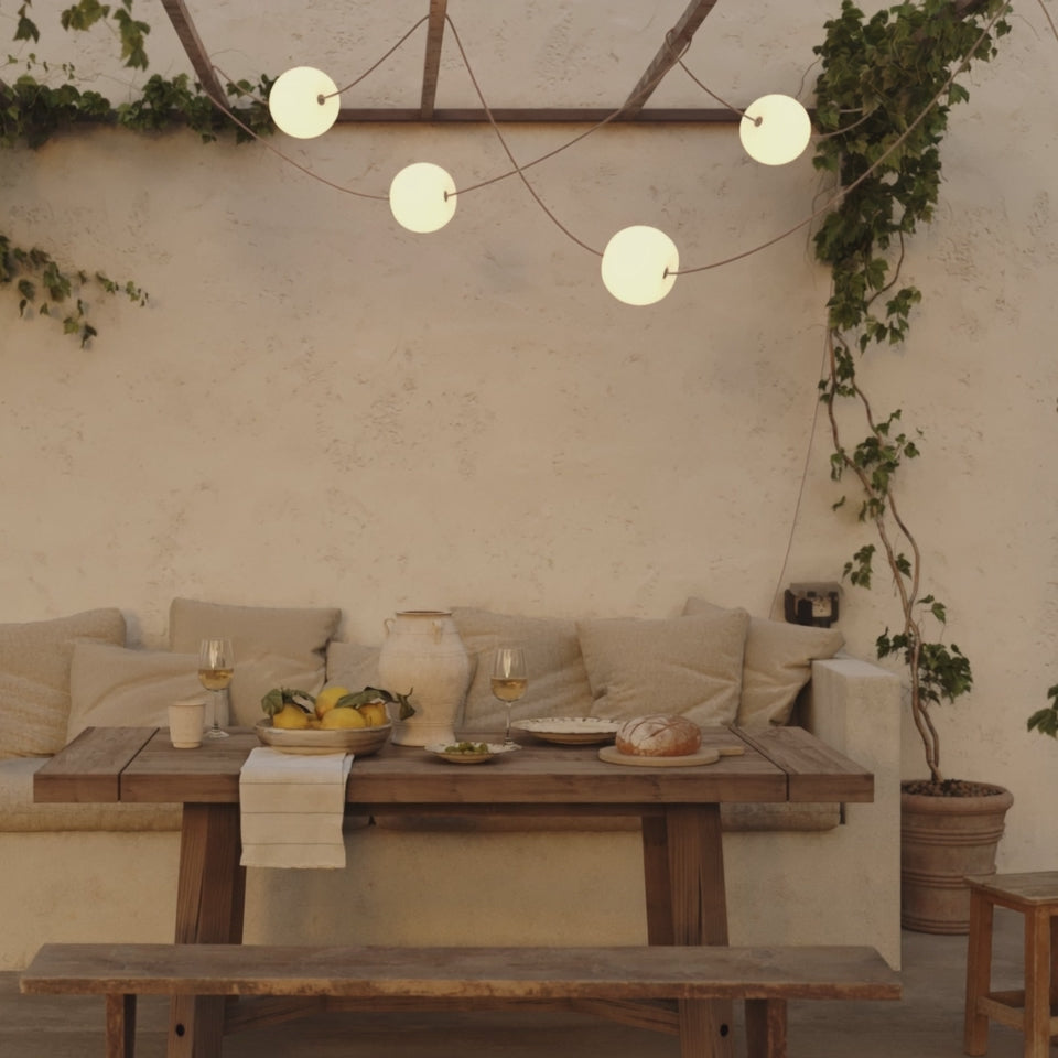 Carica video: Catena luminosa 4 punti luce da esterno IP67 Grigio - Marina4 Cherry