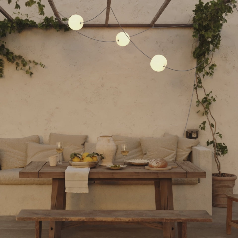 Carica video: Catena luminosa 3 punti luce da esterno IP67 Verde Oliva - Marina3 Cherry