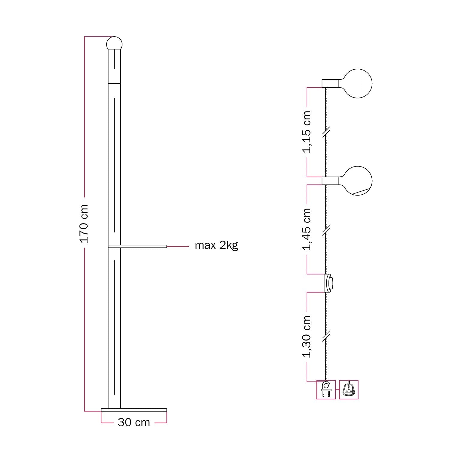 Rocco XXL - Lampada da terra con lampadina Maria e Camo - Grigio