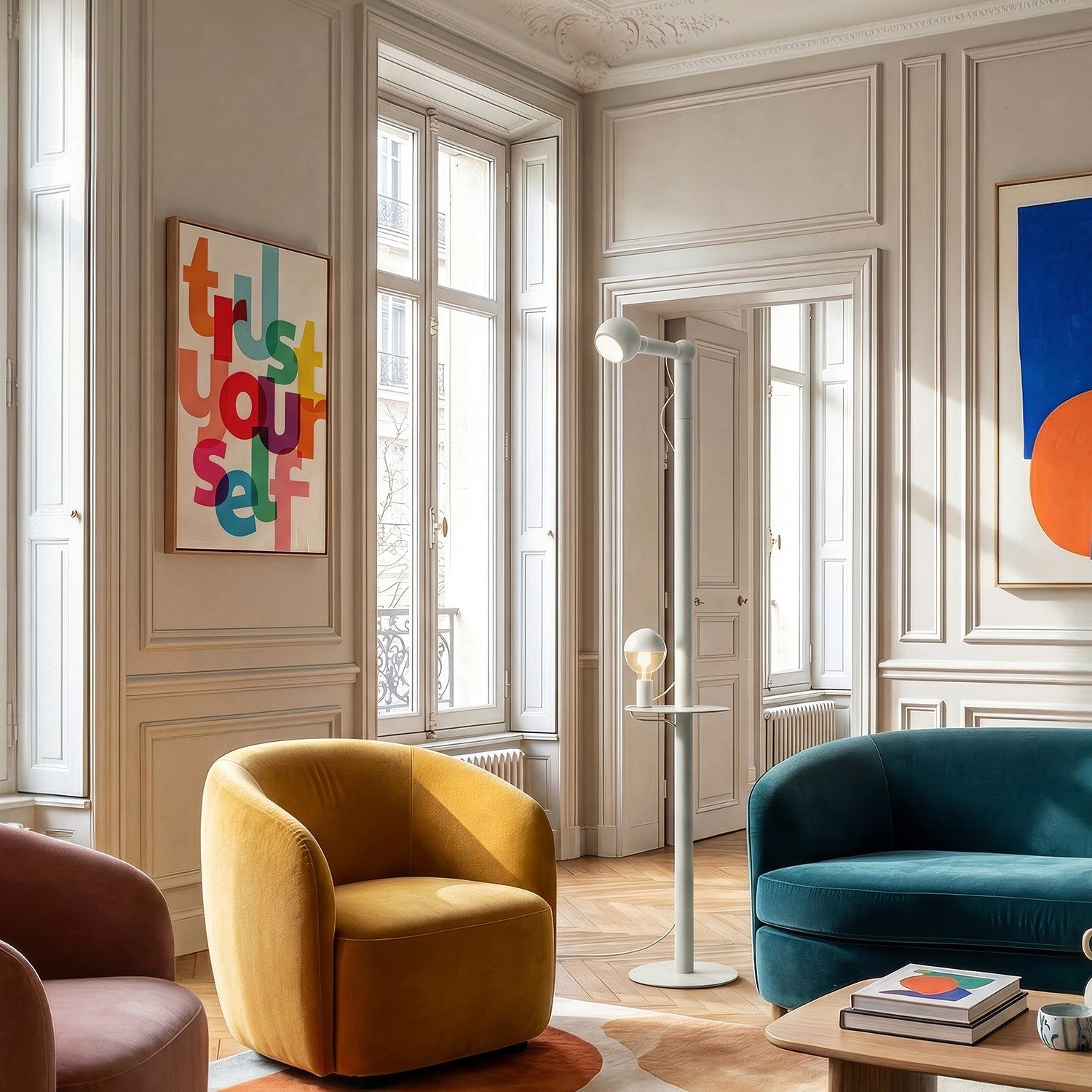 Rocco XXL - Lampada da terra con spina UK e lampadina Maria e Camo - Bianco