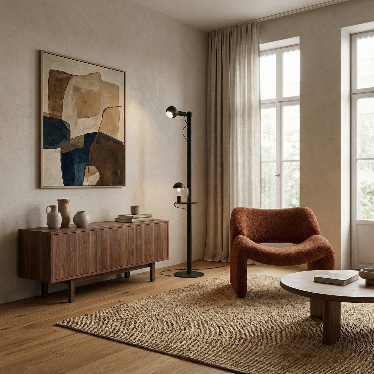 Rocco XXL - Lampada da terra con spina UK e lampadina Maria e Camo - Nero