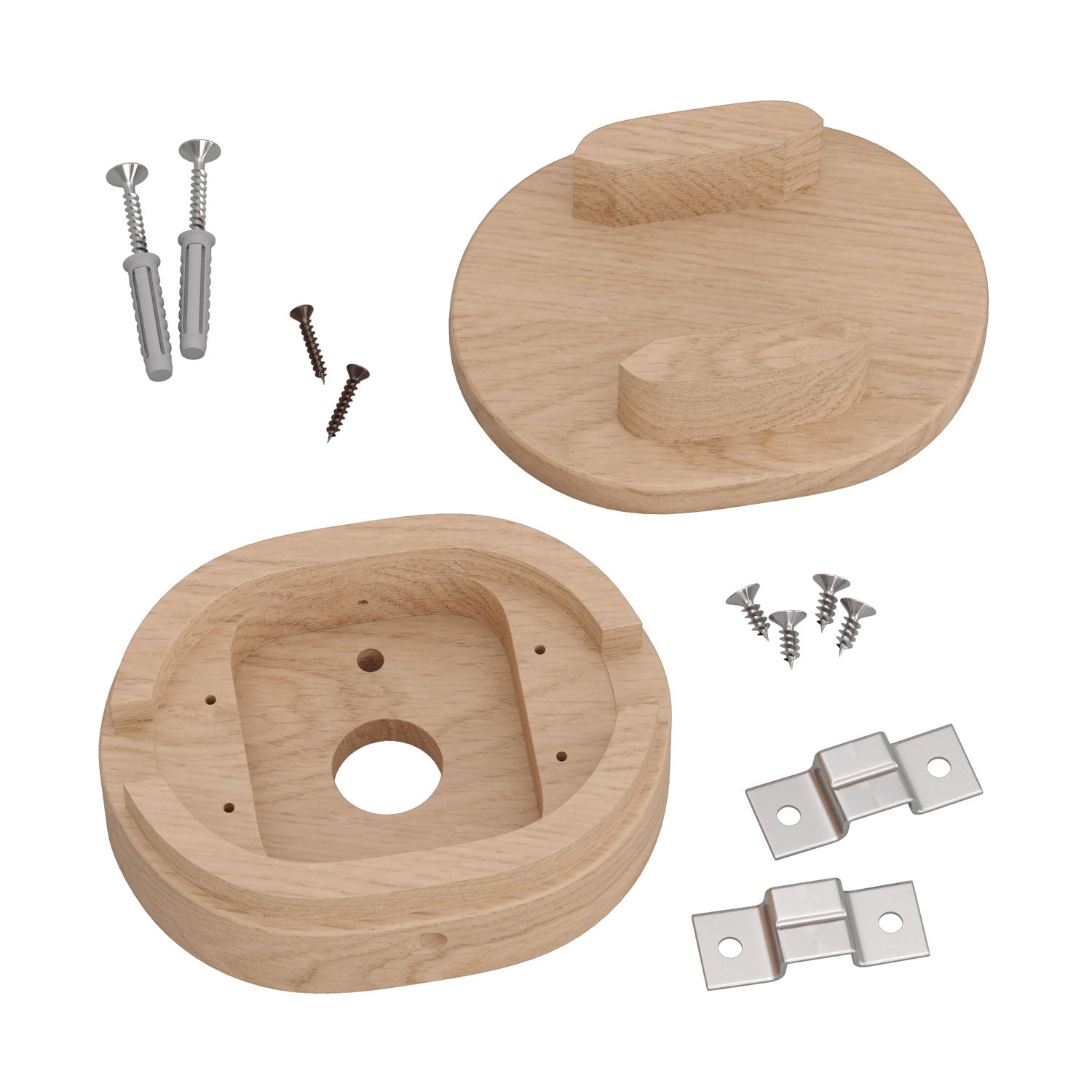 Rosone ovale in legno con 2 fori laterali per cavo per catenaria e sistema Filé. Made in Italy - Neutro