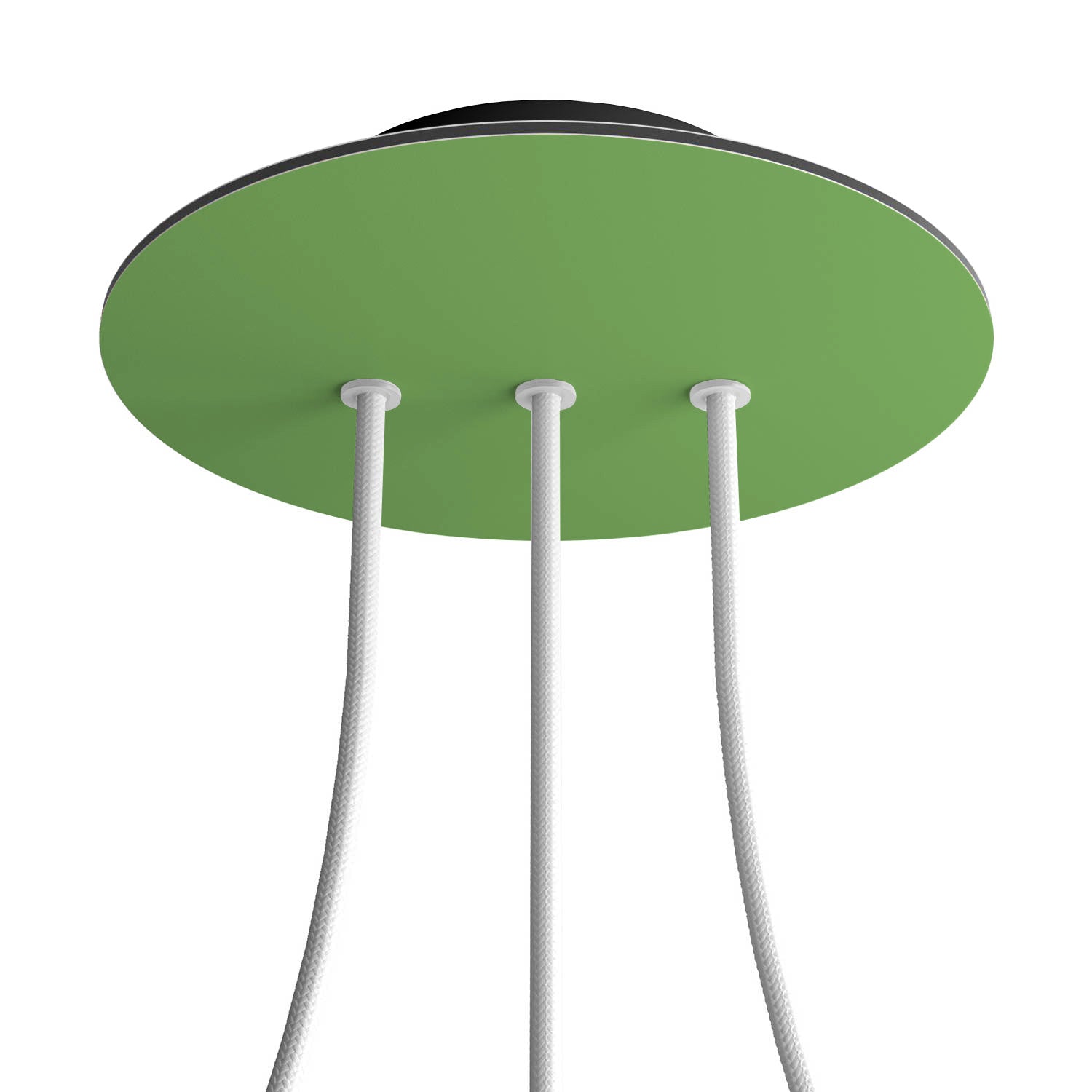 Rosone Rose-One rotondo, diametro 200 mm con 3 fori in linea e 4 fori laterali - Verde prato Nero