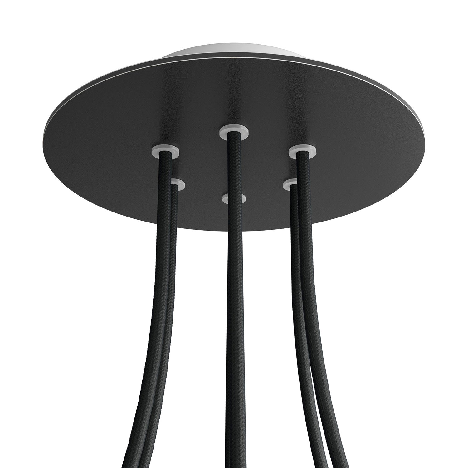 Rosone Rose-One rotondo, diametro 200 mm con 6 fori e 4 fori laterali - Nero opaco Bianco