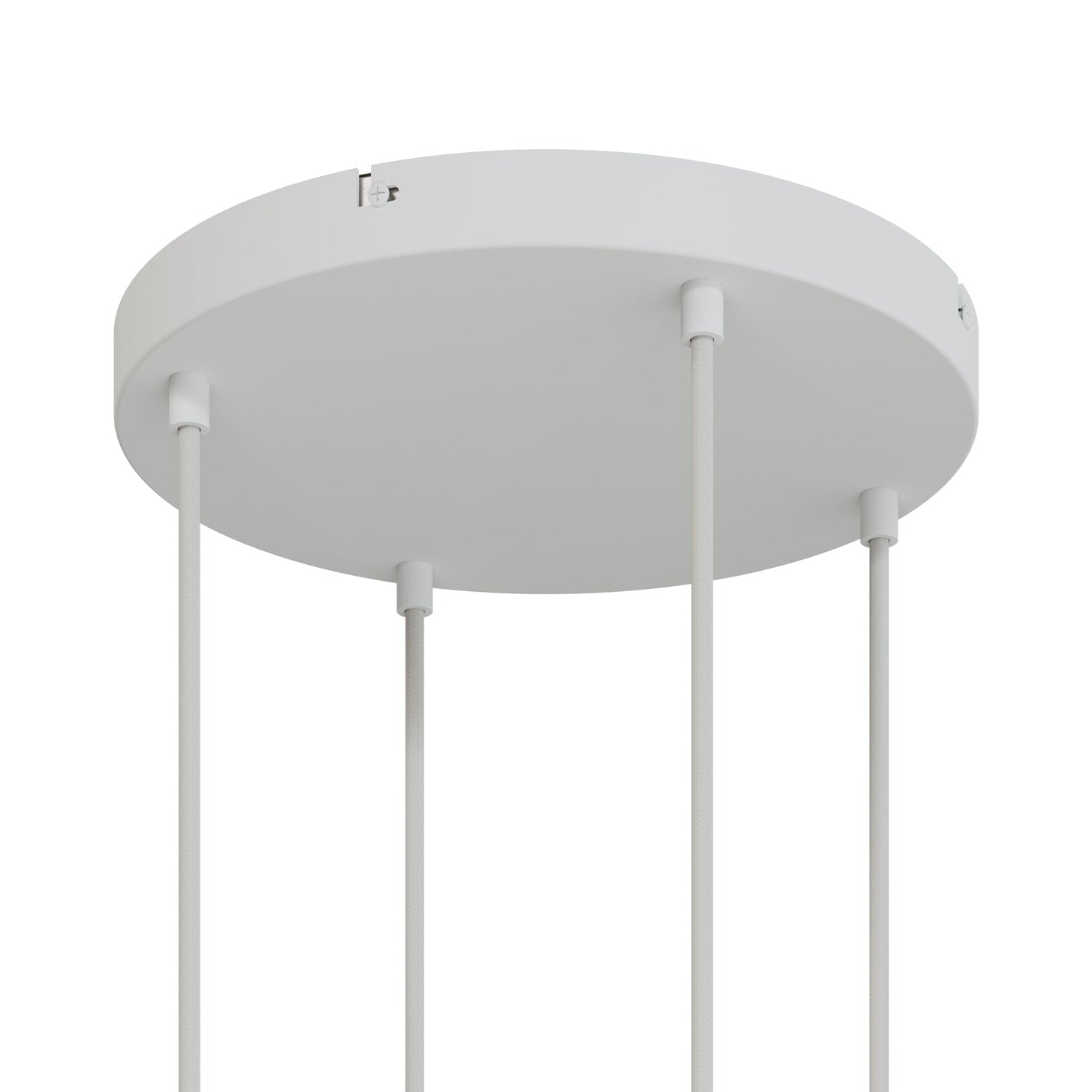 Rosone rotondo in alluminio Ø 30 cm con staffa e cavo di messa a terra, con 4 fori frontali - Bianco Opaco 0