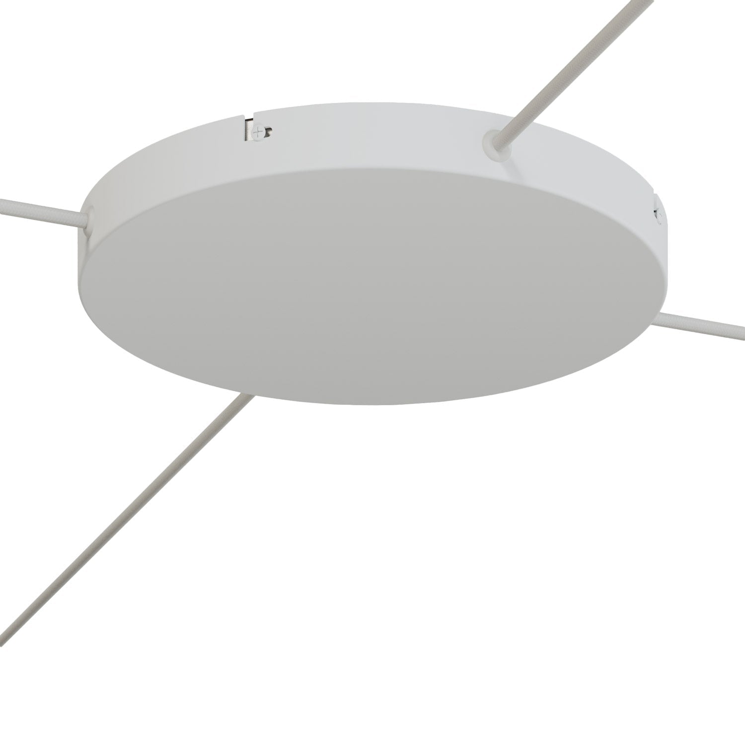 Rosone rotondo in alluminio Ø 30 cm con staffa e cavo di messa a terra, con 4 fori laterali - Bianco Opaco