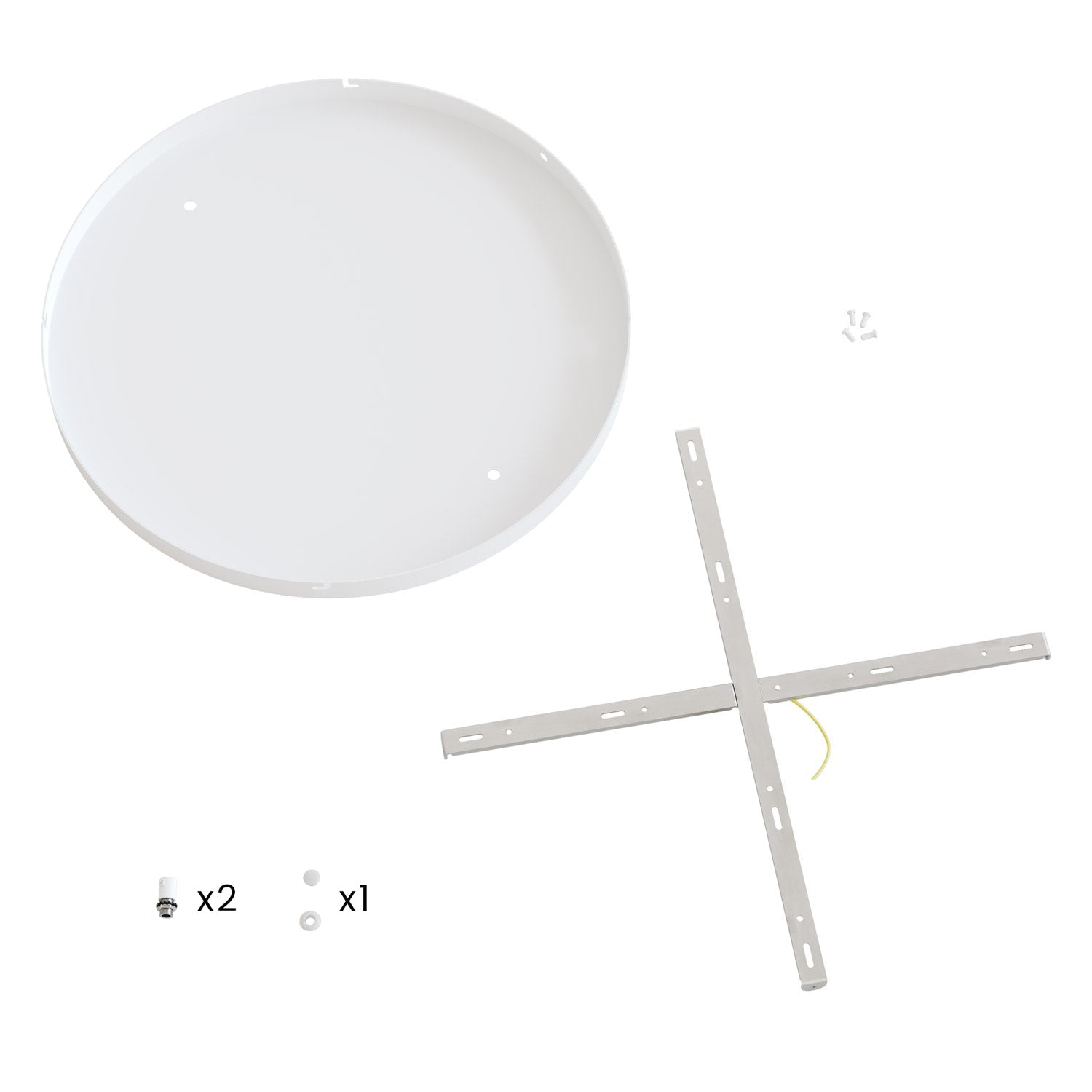 Rosone rotondo in alluminio Ø 50 cm con staffa e cavo di messa a terra, con 2 fori frontali - Bianco Opaco 1