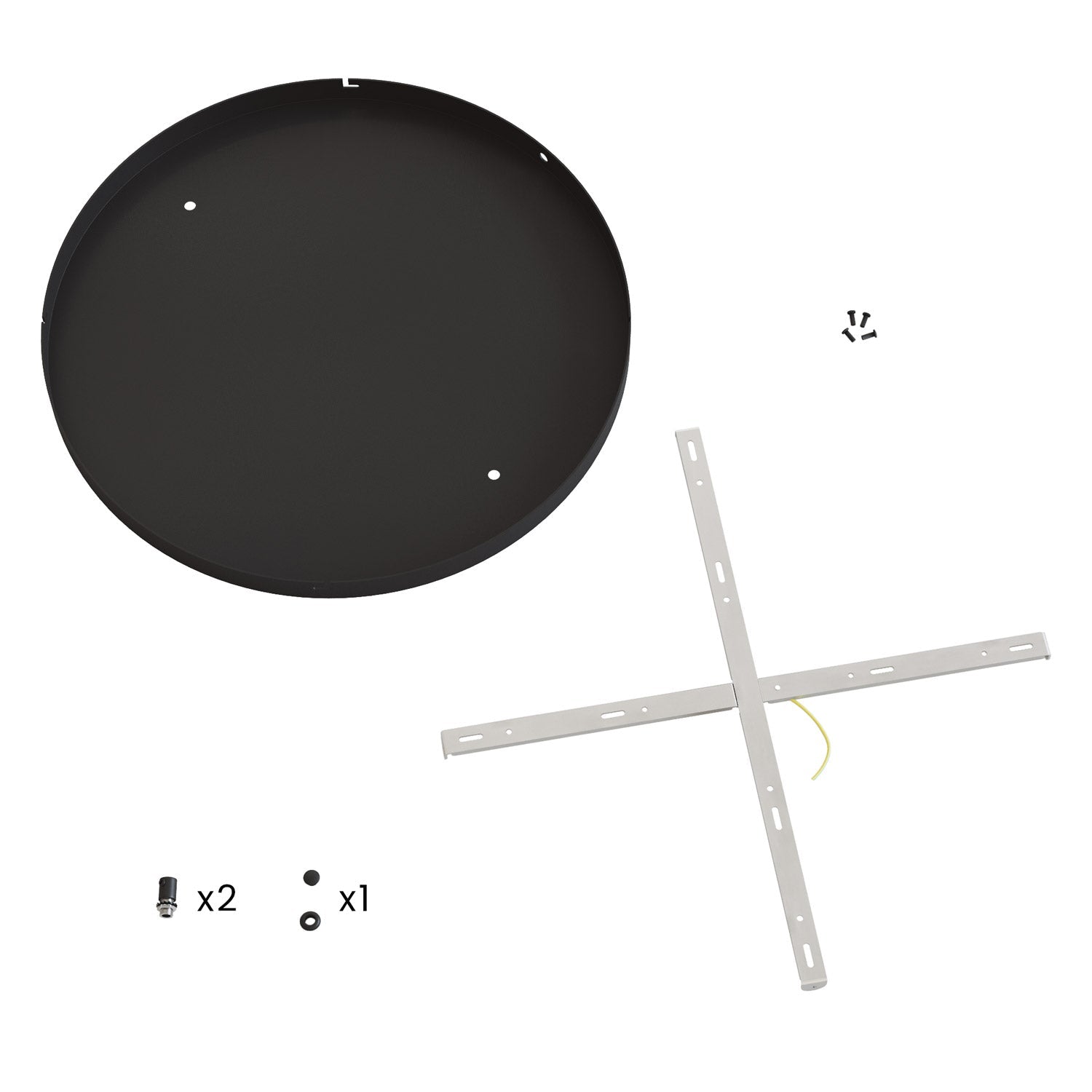 Rosone rotondo in alluminio Ø 50 cm con staffa e cavo di messa a terra, con 2 fori frontali - Nero 1