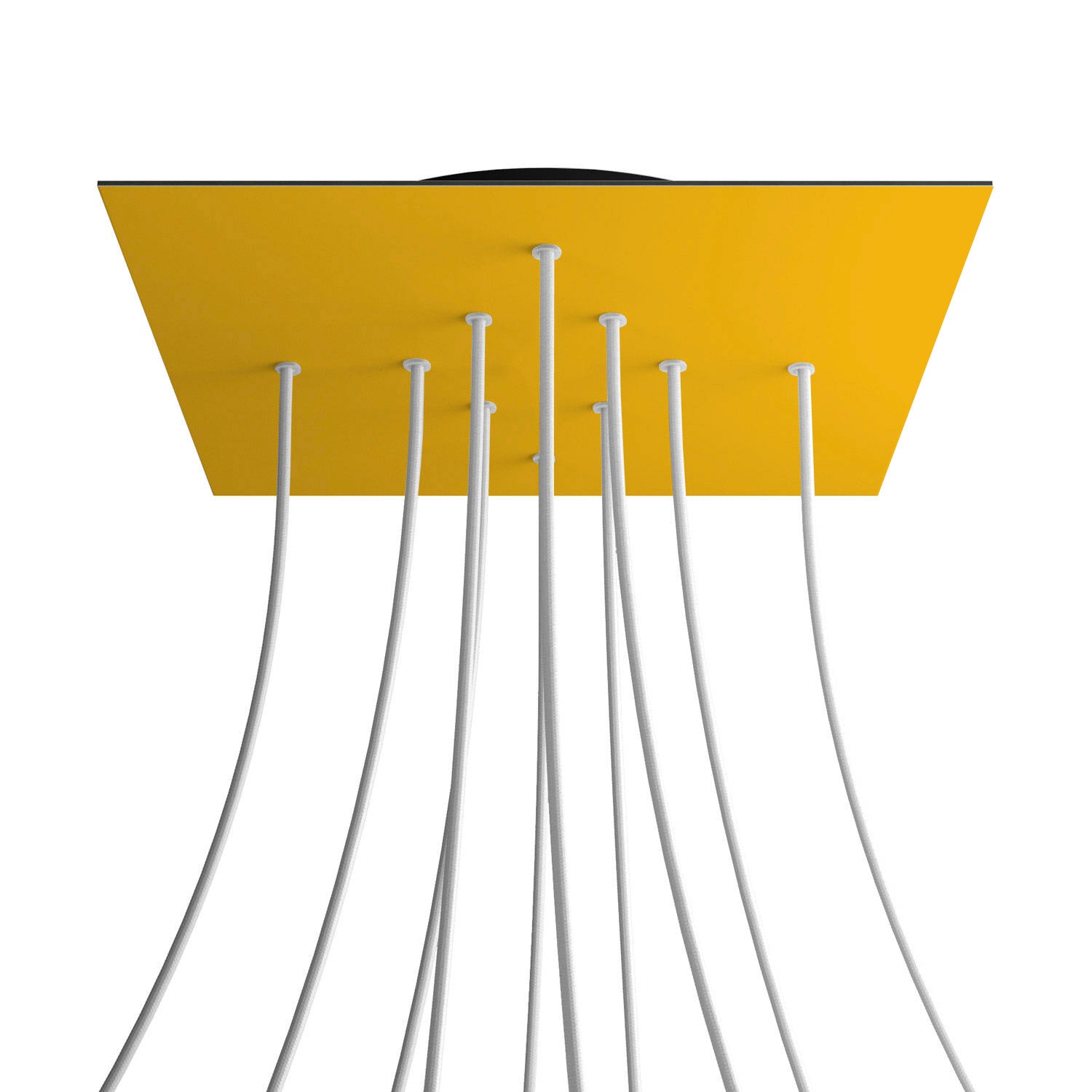 Rosone XXL Rose-One quadrato, 400 mm con 10 fori e 4 fori laterali - Mostarda Nero