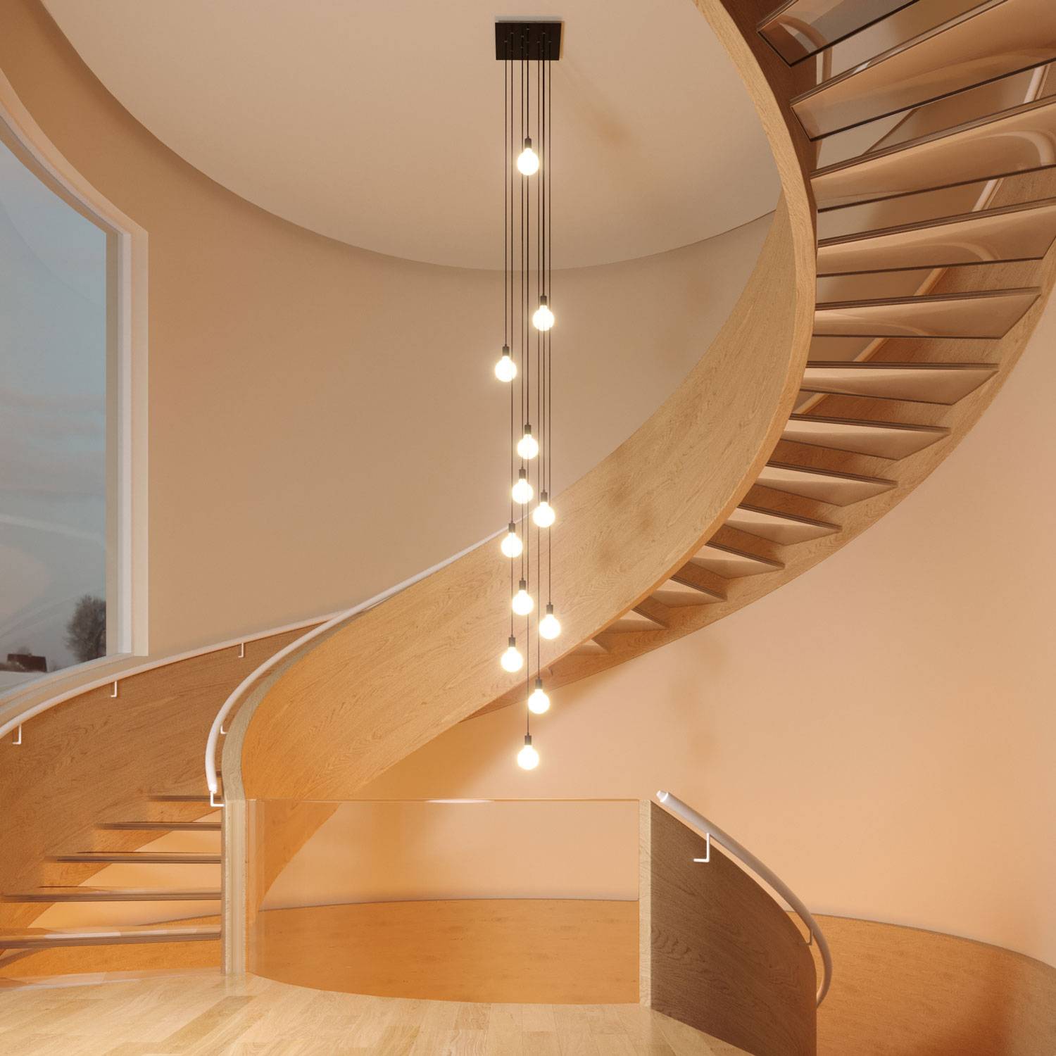 Rosone XXL Rose-One quadrato, 400 mm con 12 fori e 4 fori laterali - Legno Bianco