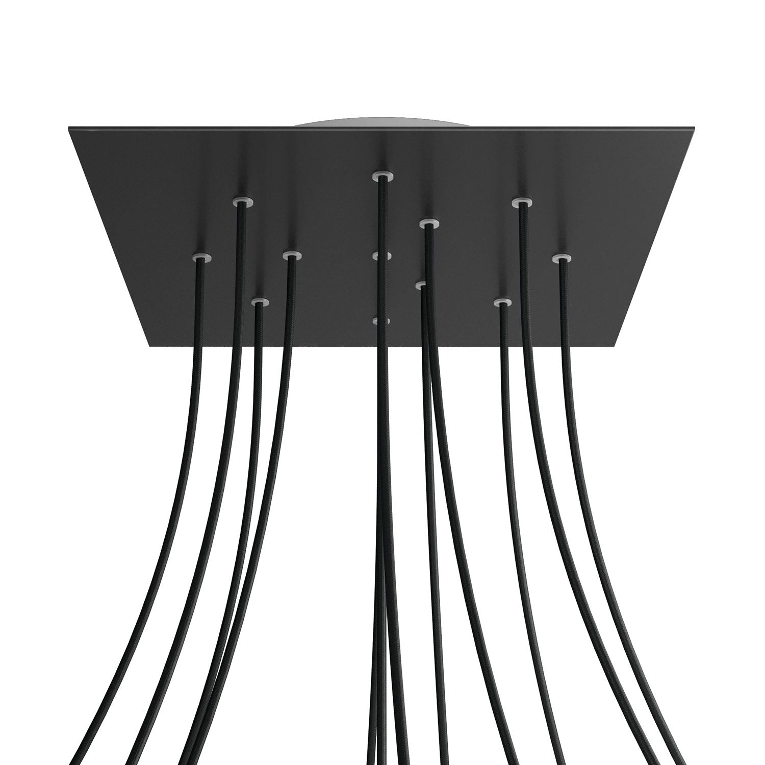 Rosone XXL Rose-One quadrato, 400 mm con 12 fori e 4 fori laterali - Nero opaco Bianco