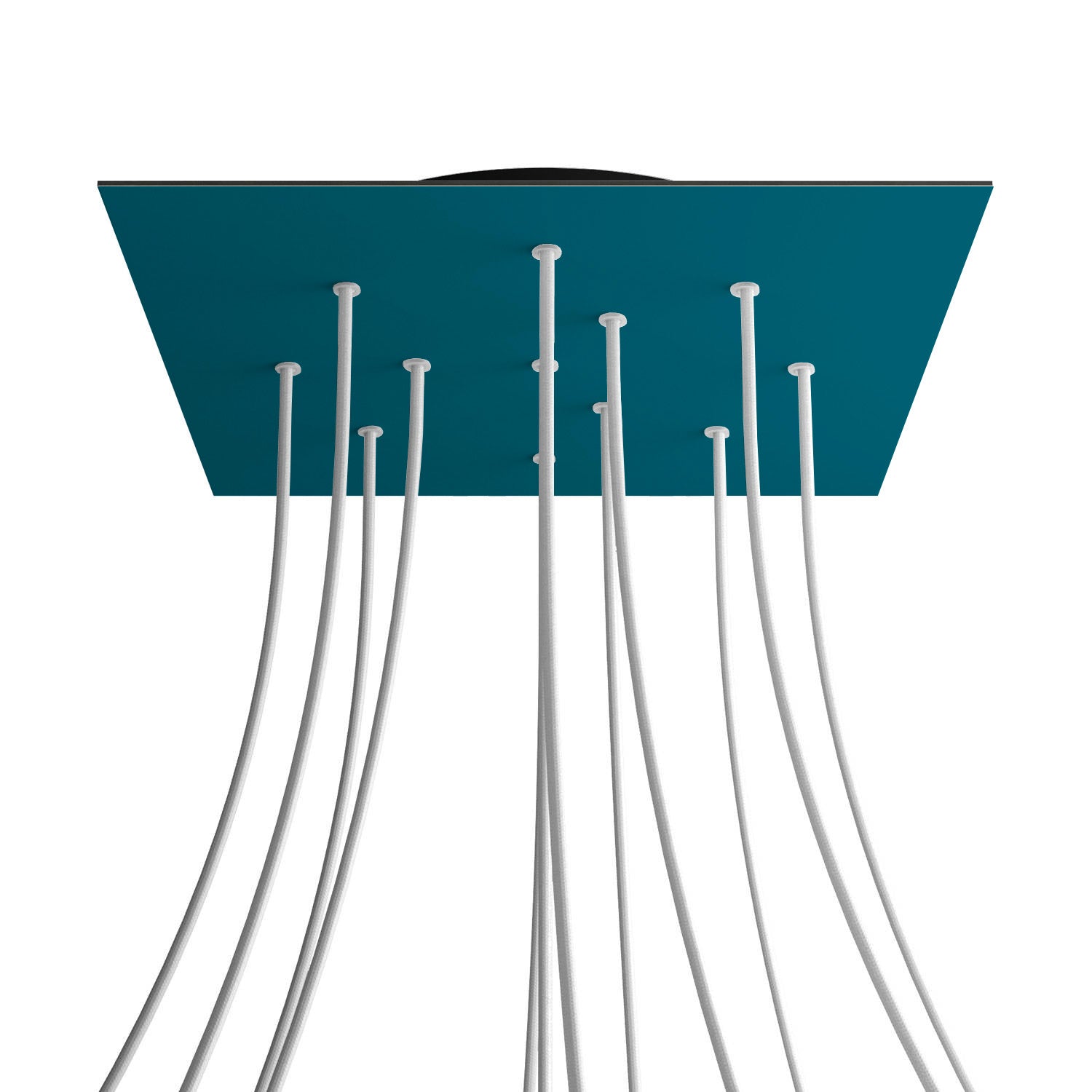 Rosone XXL Rose-One quadrato, 400 mm con 12 fori e 4 fori laterali - Petrolio Nero