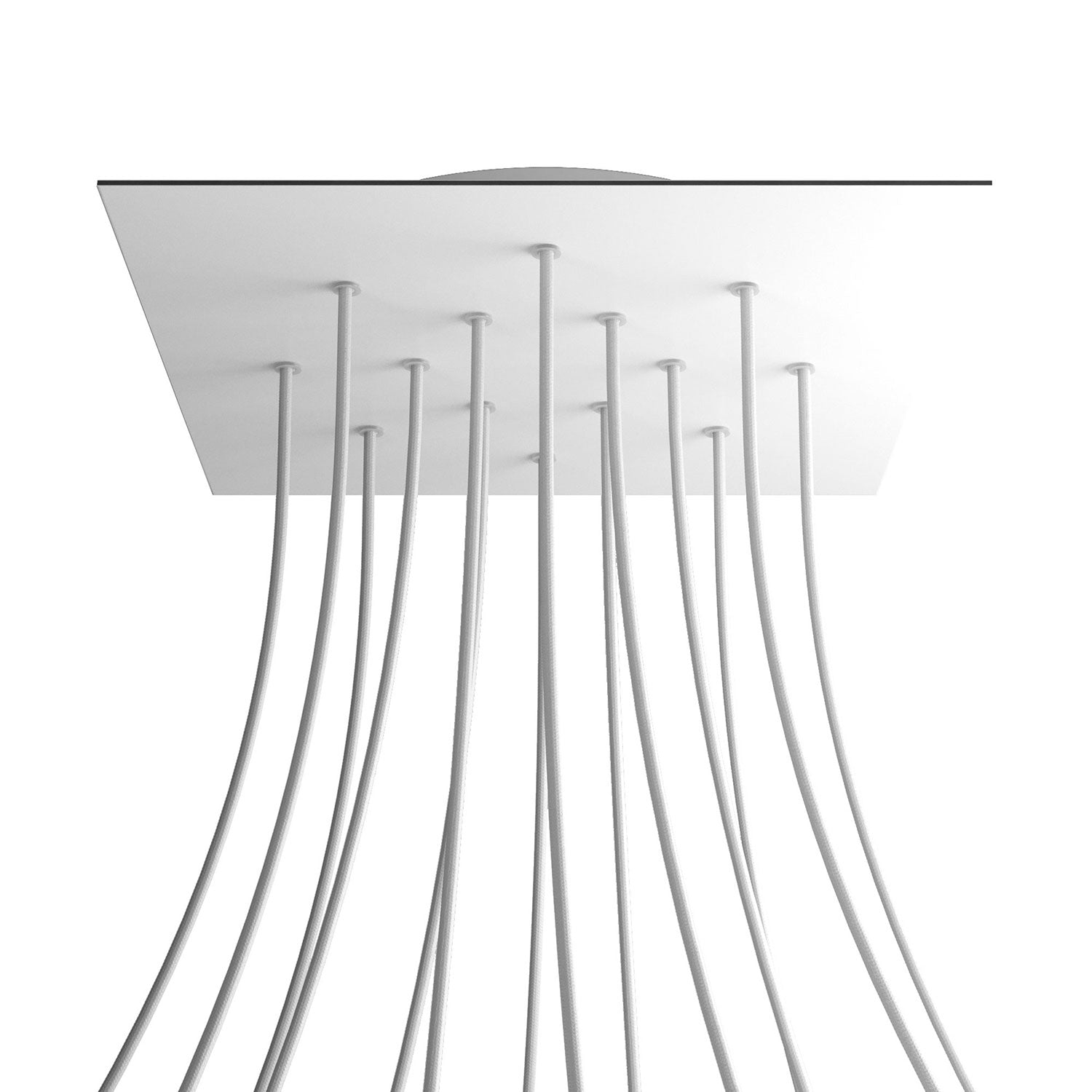 Rosone XXL Rose-One quadrato, 400 mm con 14 fori e 4 fori laterali - Bianco opaco Bianco