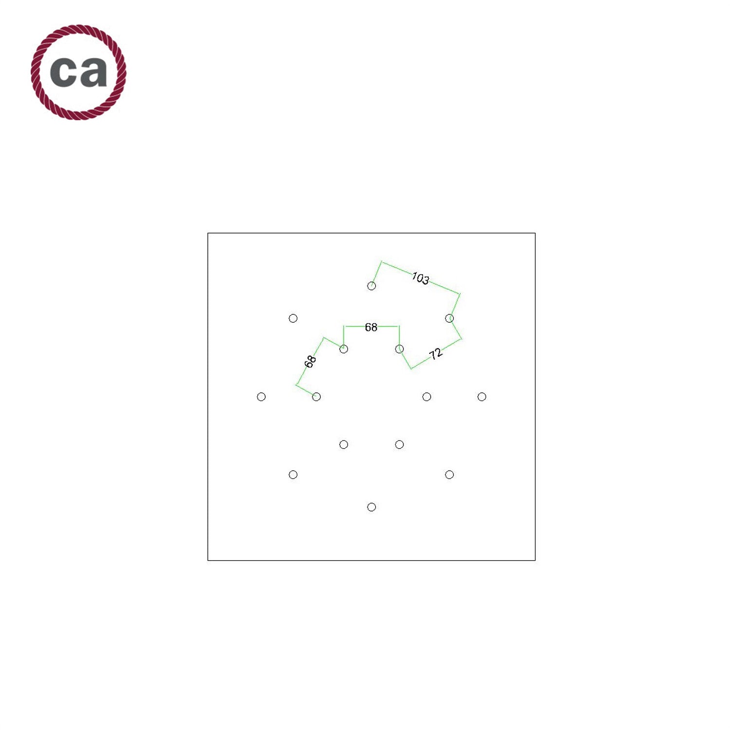 Rosone XXL Rose-One quadrato, 400 mm con 14 fori e 4 fori laterali - Legno Bianco