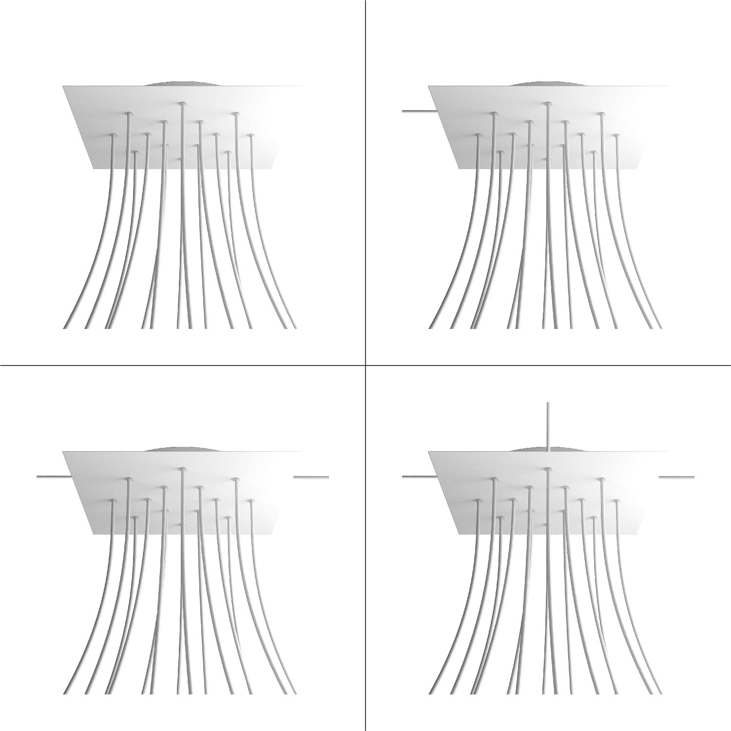 Rosone XXL Rose-One quadrato, 400 mm con 14 fori e 4 fori laterali - Legno Bianco