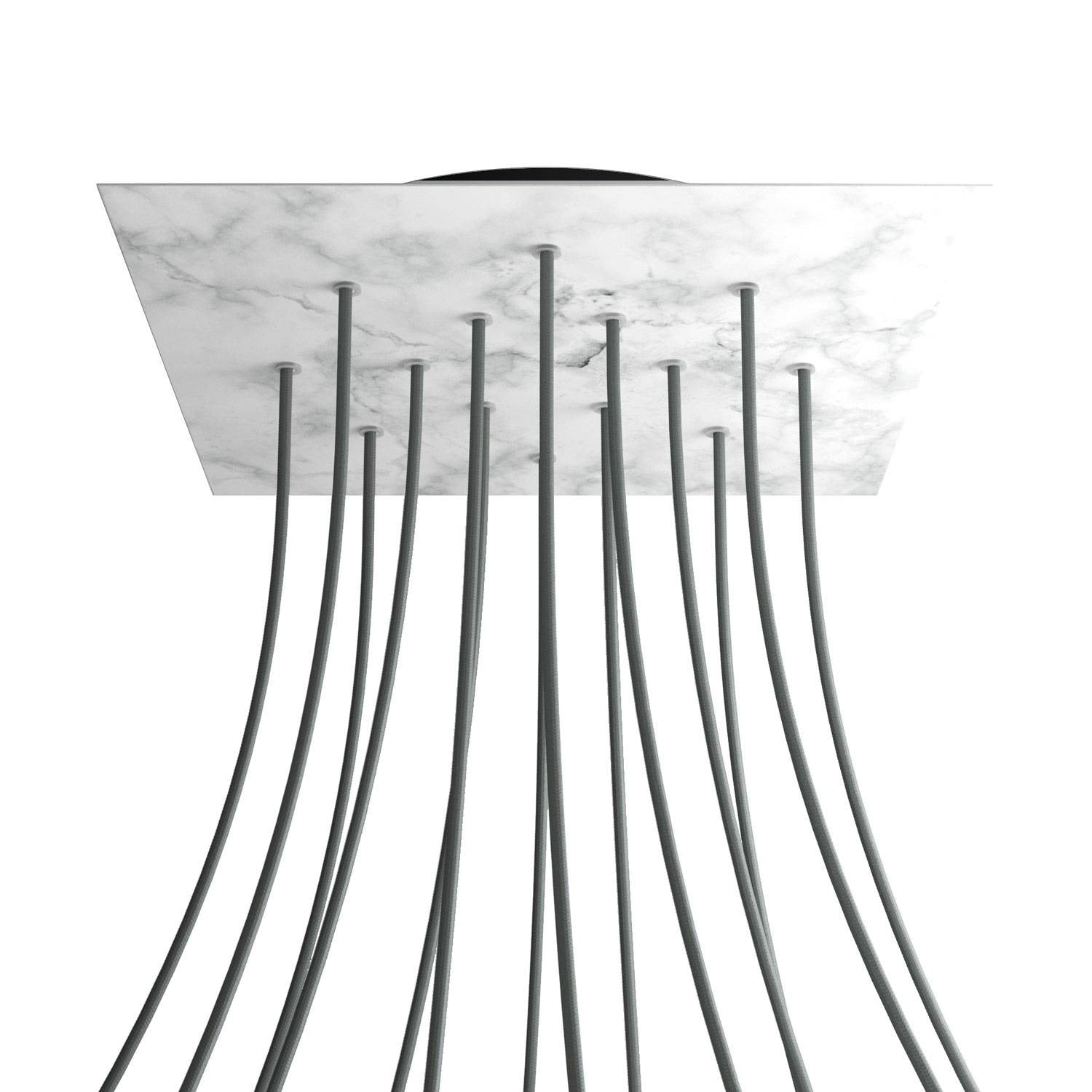 Rosone XXL Rose-One quadrato, 400 mm con 14 fori e 4 fori laterali - Marmo Carrara Nero