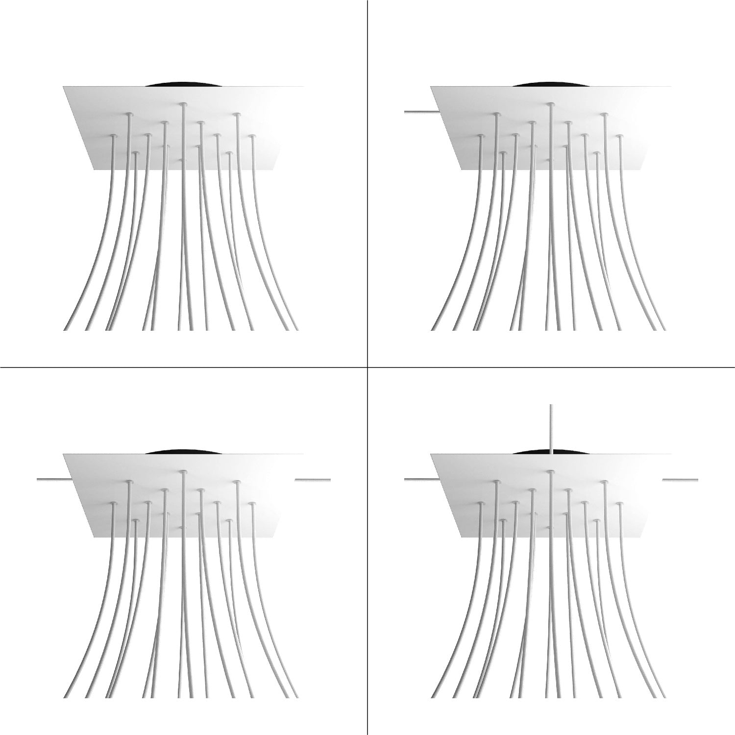 Rosone XXL Rose-One quadrato, 400 mm con 14 fori e 4 fori laterali - Mostarda Nero