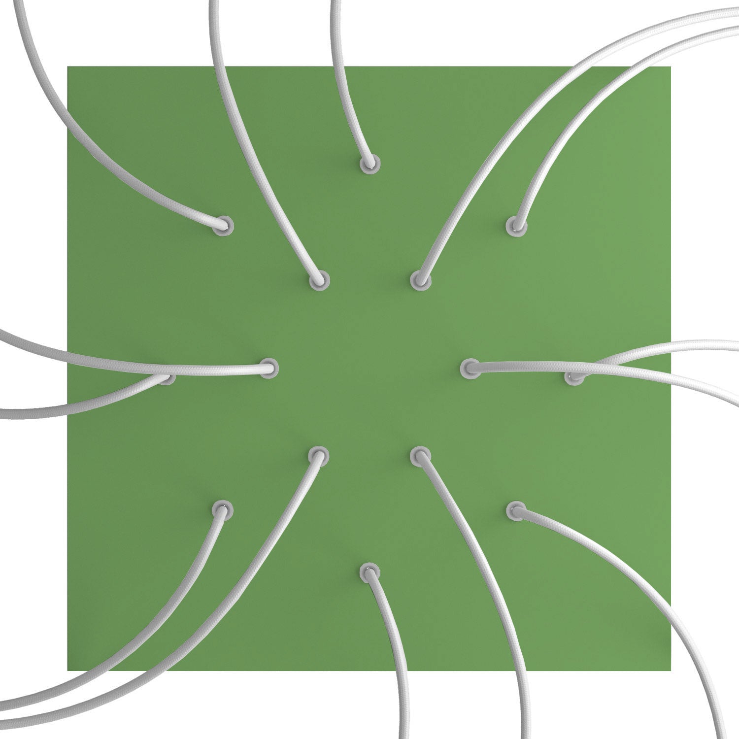 Rosone XXL Rose-One quadrato, 400 mm con 14 fori e 4 fori laterali - Verde prato Bianco