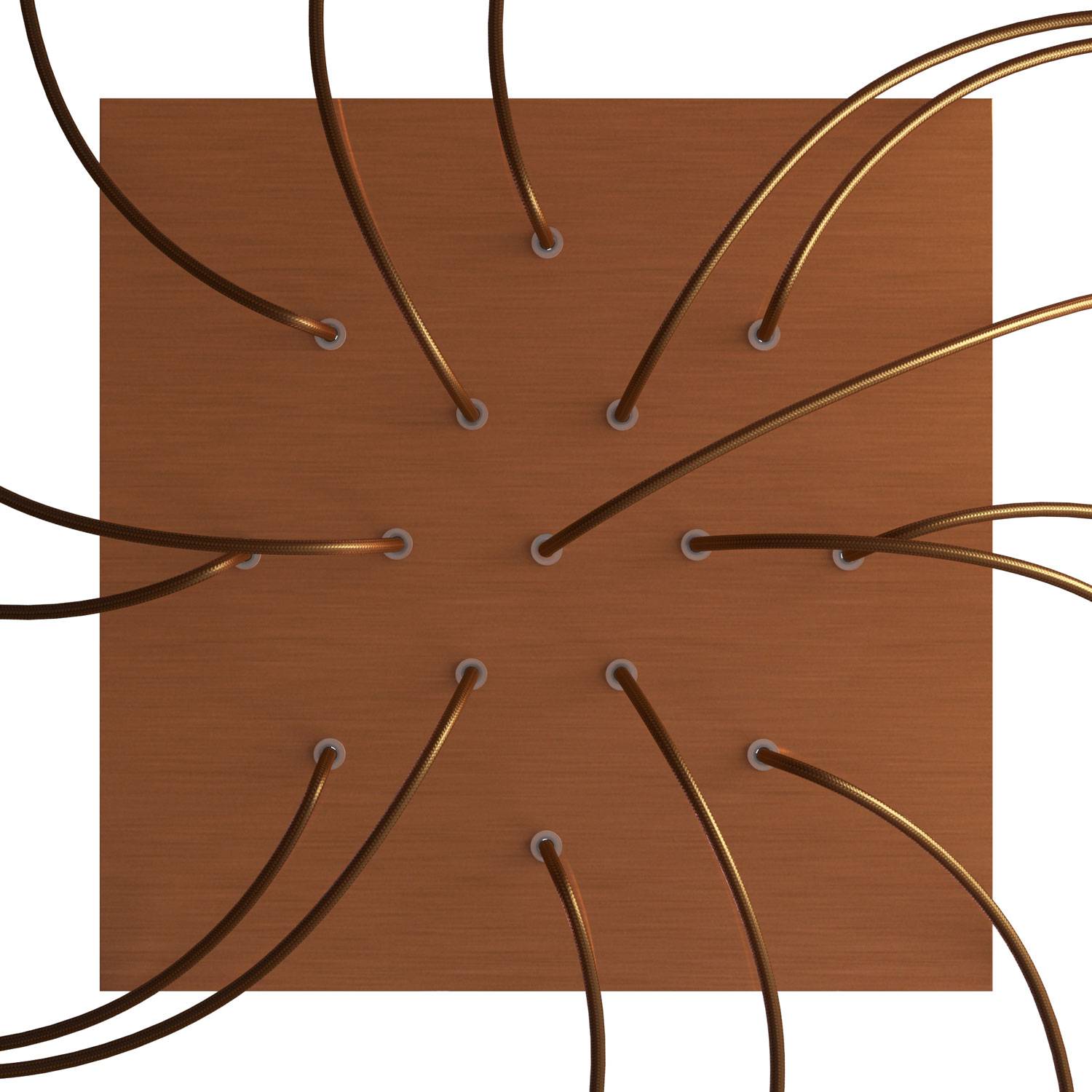 Rosone XXL Rose-One quadrato, 400 mm con 15 fori e 4 fori laterali - Dibond Rame satinato Bianco