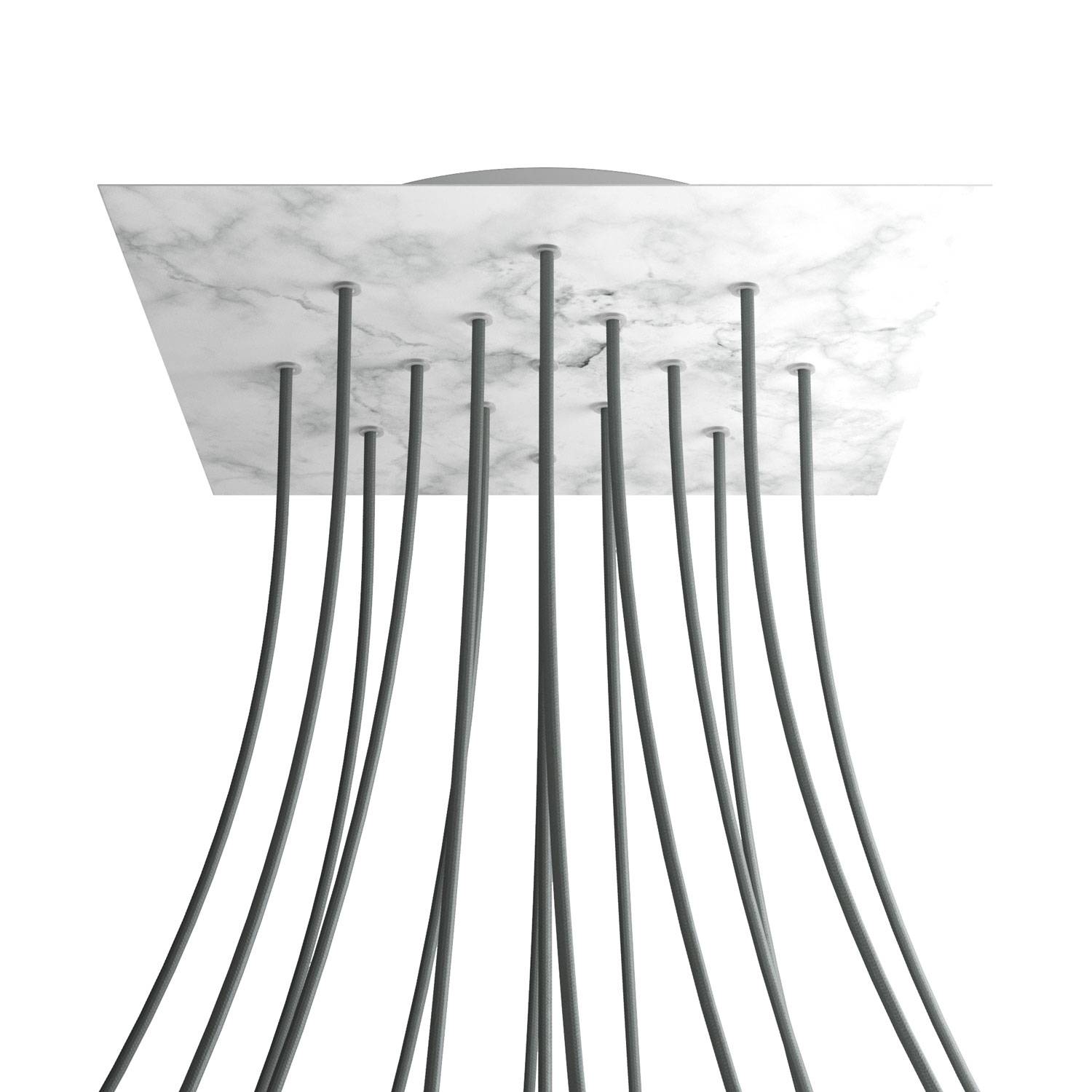 Rosone XXL Rose-One quadrato, 400 mm con 15 fori e 4 fori laterali - Marmo Carrara Bianco