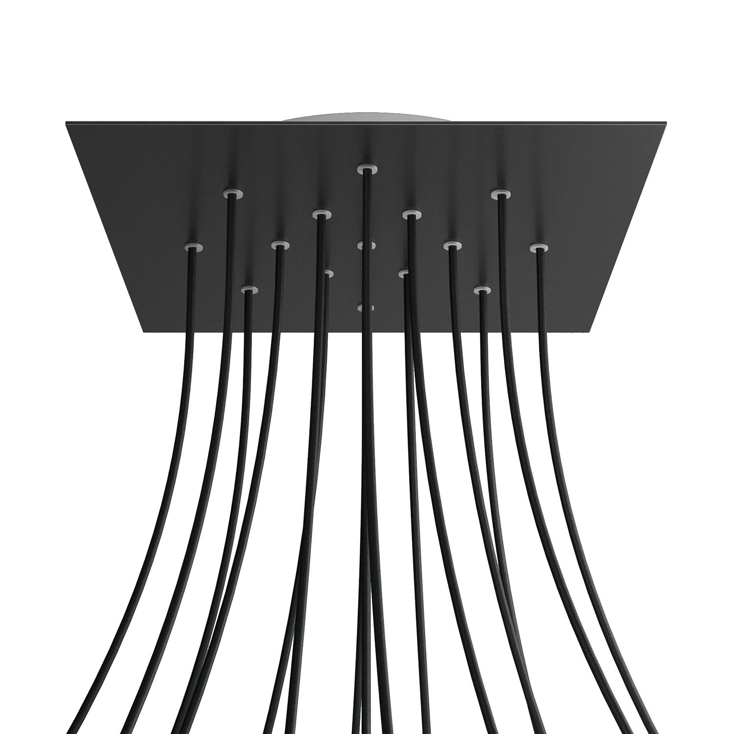 Rosone XXL Rose-One quadrato, 400 mm con 15 fori e 4 fori laterali - Nero opaco Bianco