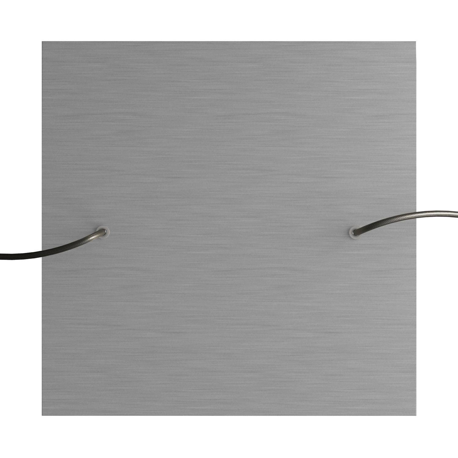 Rosone XXL Rose-One quadrato, 400 mm con 2 fori e 4 fori laterali - Dibond Acciaio satinato Bianco