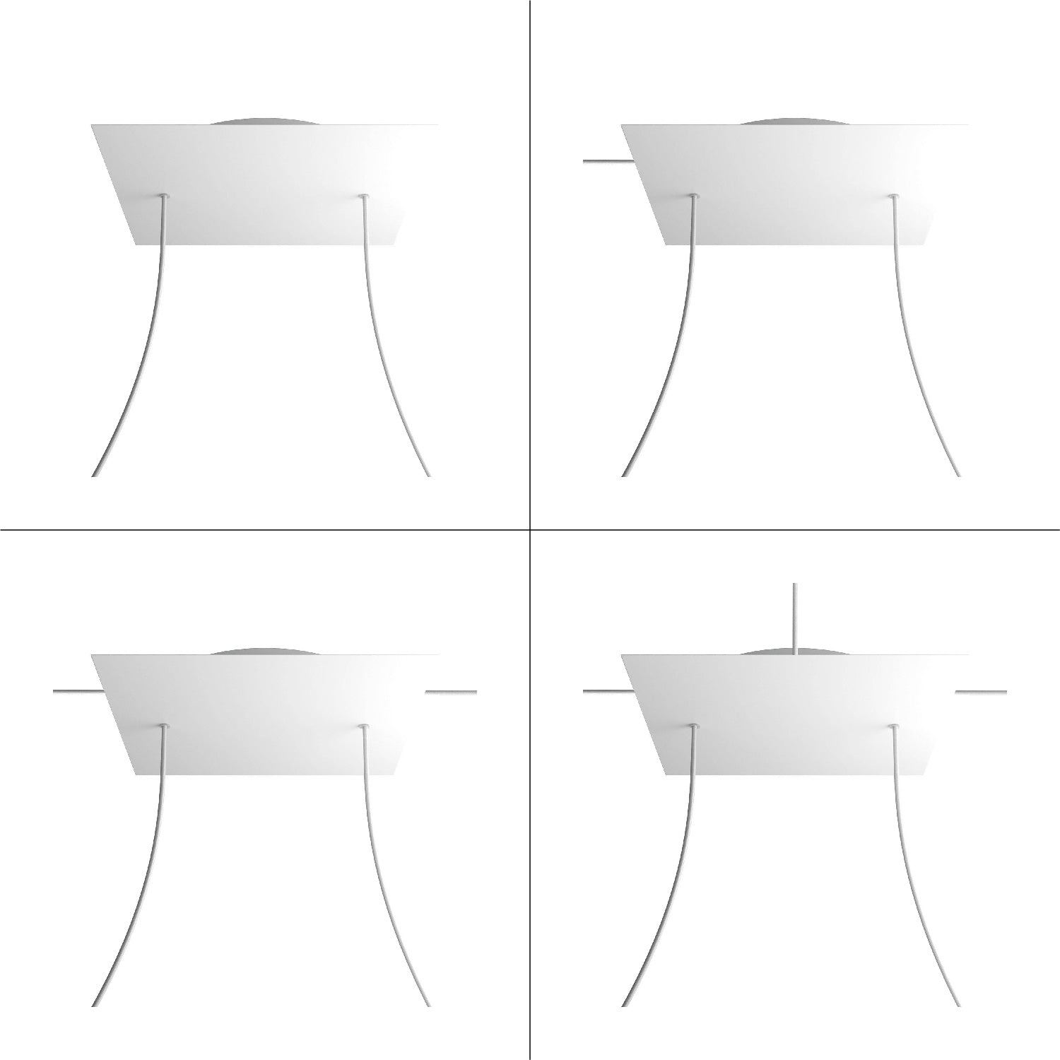 Rosone XXL Rose-One quadrato, 400 mm con 2 fori e 4 fori laterali - Marmo Carrara Bianco