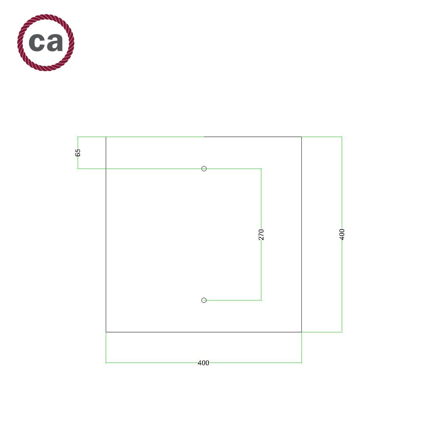 Rosone XXL Rose-One quadrato, 400 mm con 2 fori e 4 fori laterali - Marmo Marquina Bianco
