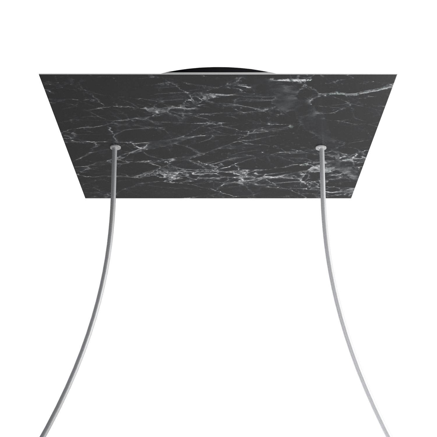Rosone XXL Rose-One quadrato, 400 mm con 2 fori e 4 fori laterali - Marmo Marquina Nero