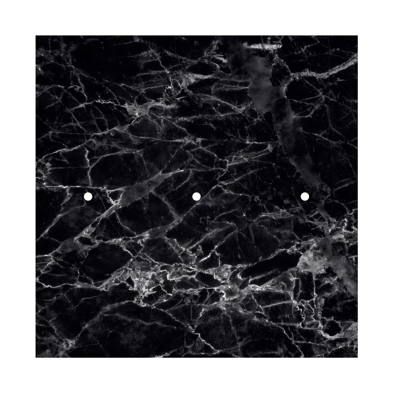 Rosone XXL Rose-One quadrato, 400 mm con 3 fori in linea e 4 fori laterali - Marmo Marquina Bianco